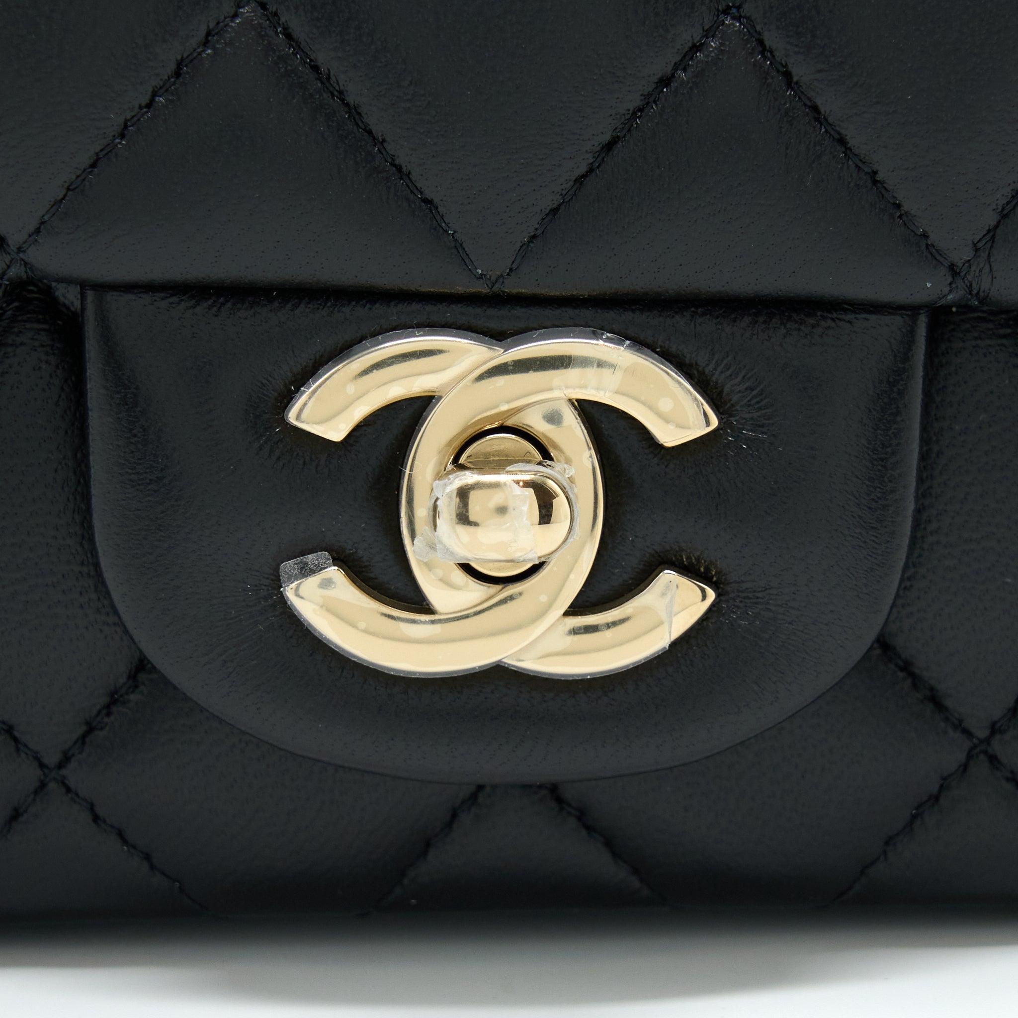 CHANEL MINI SQUARE FLAP BAG LAMBSKIN BLACK GHW (MICROCHIP)