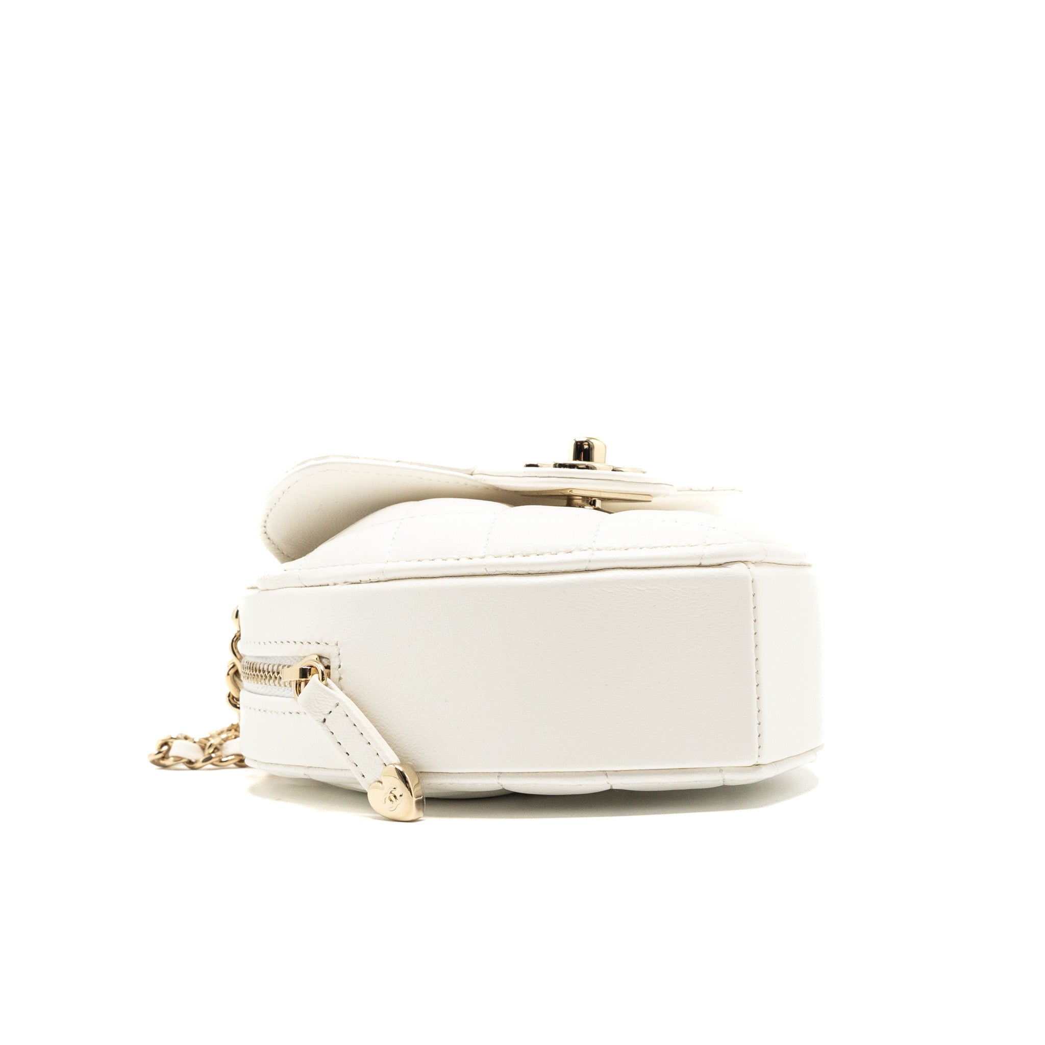 CHANEL 22S SMALL HEART BAG LAMBSKIN WHITE LGHW