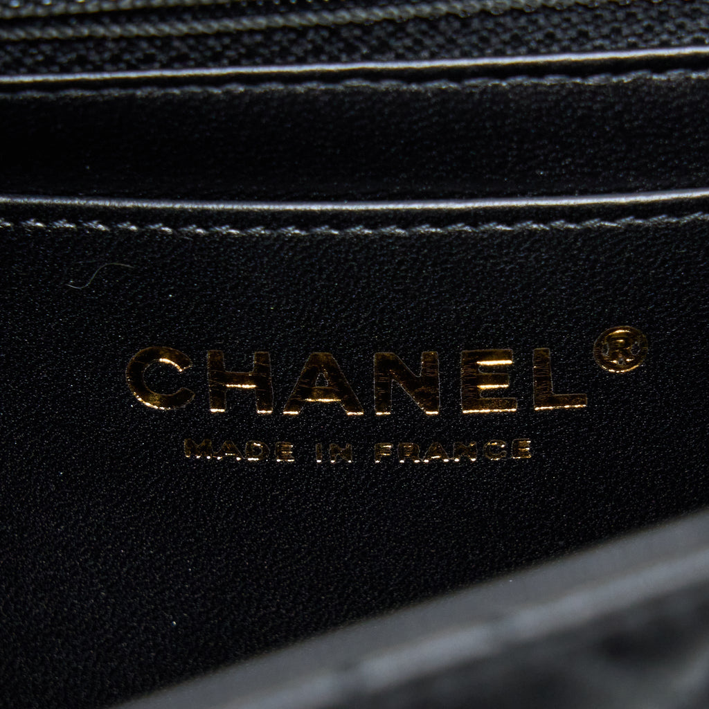CHANEL MINI SQUARE FLAP BAG LAMBSKIN BLACK GHW (MICROCHIP)