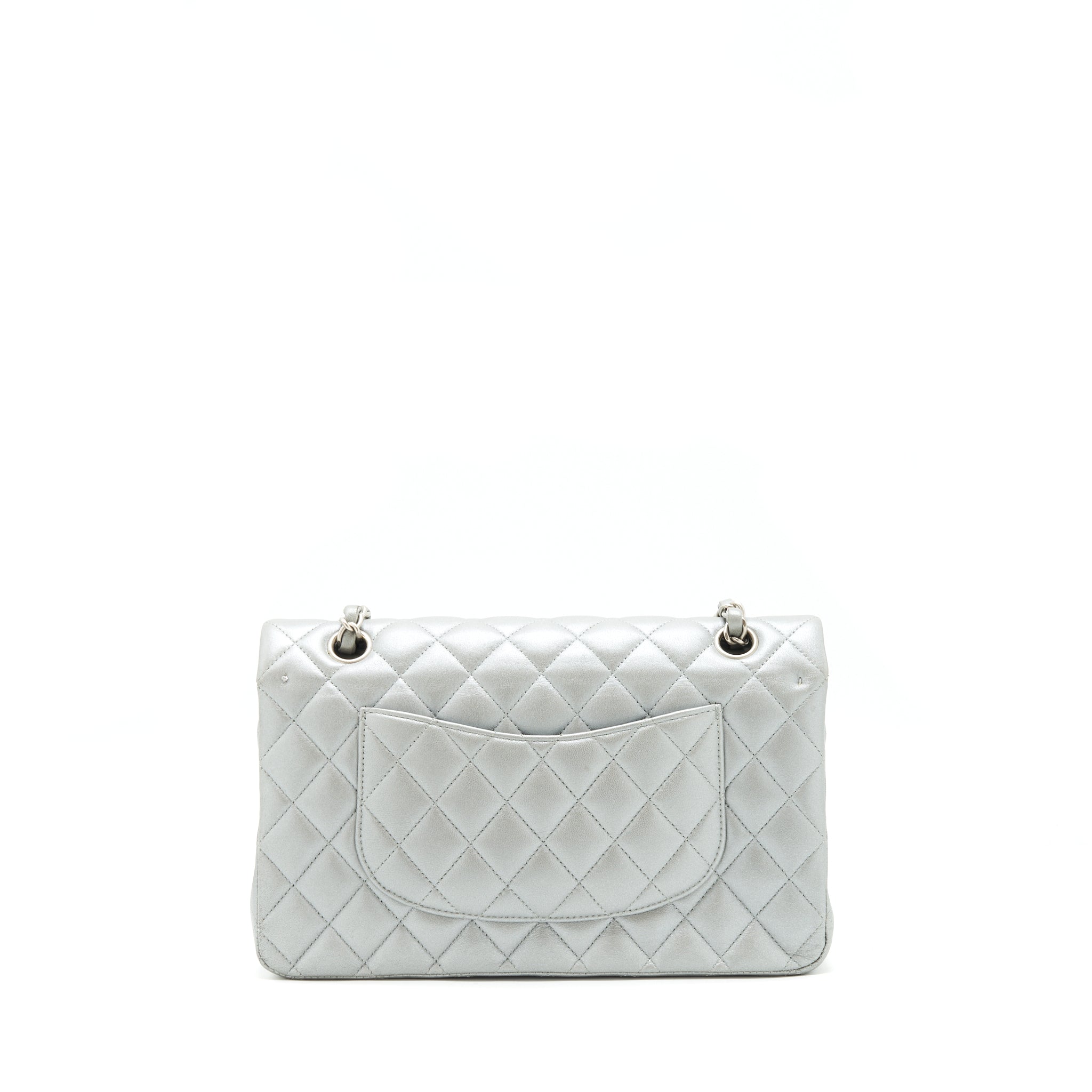 CHANEL MEDIUM CLASSIC FLAP BAG SILVER GREY SHW