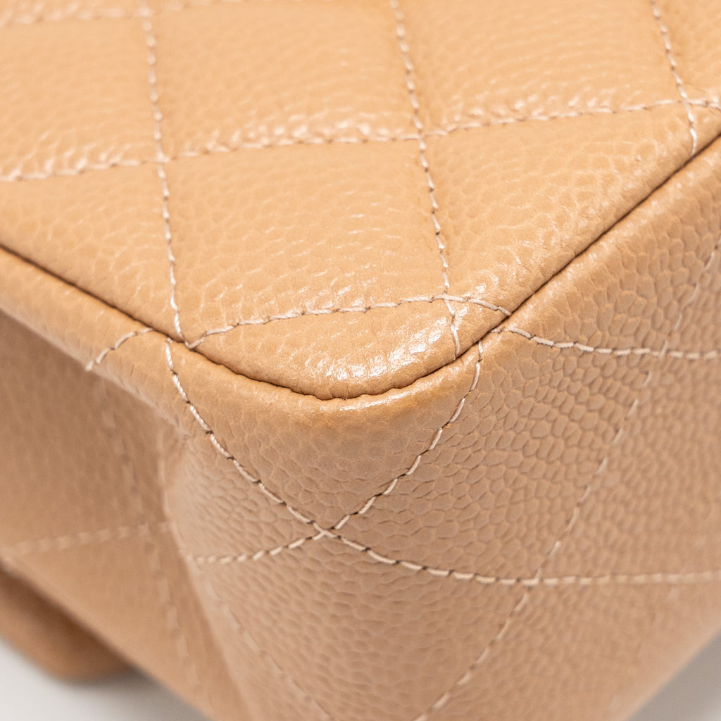 CHANEL MEDIUM CLASSIC DOUBLE FLAP BAG CAVIAR DARK BEIGE LGHW