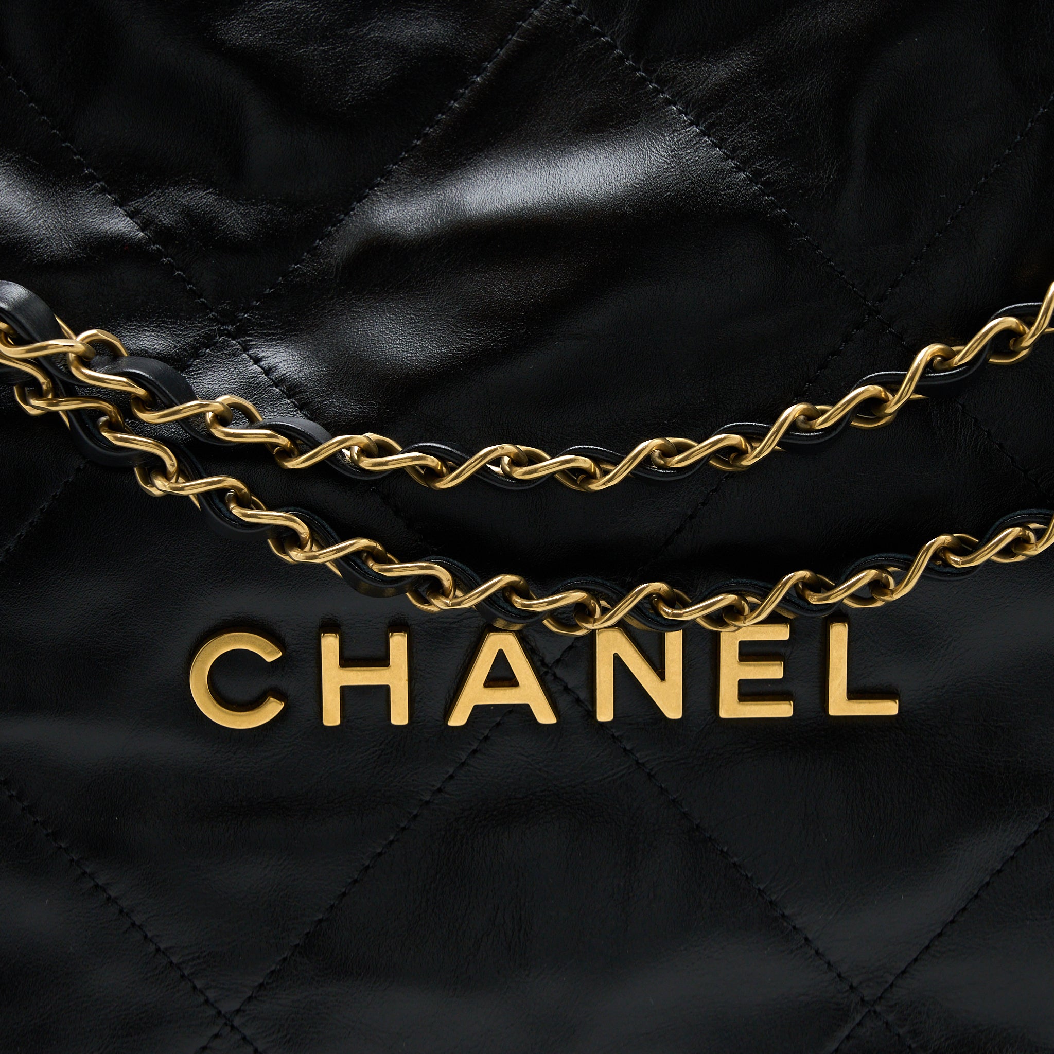 CHANEL SMALL 22 BAG SHINY CALFSKIN BLACK GHW (MICROCHIP)