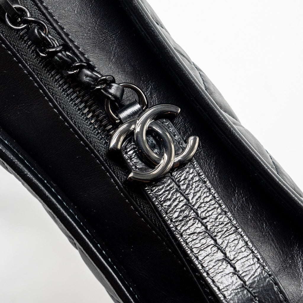 CHANEL SMALL GABRIELLE HOBO BAG AGED CALFSKIN SO BLACK