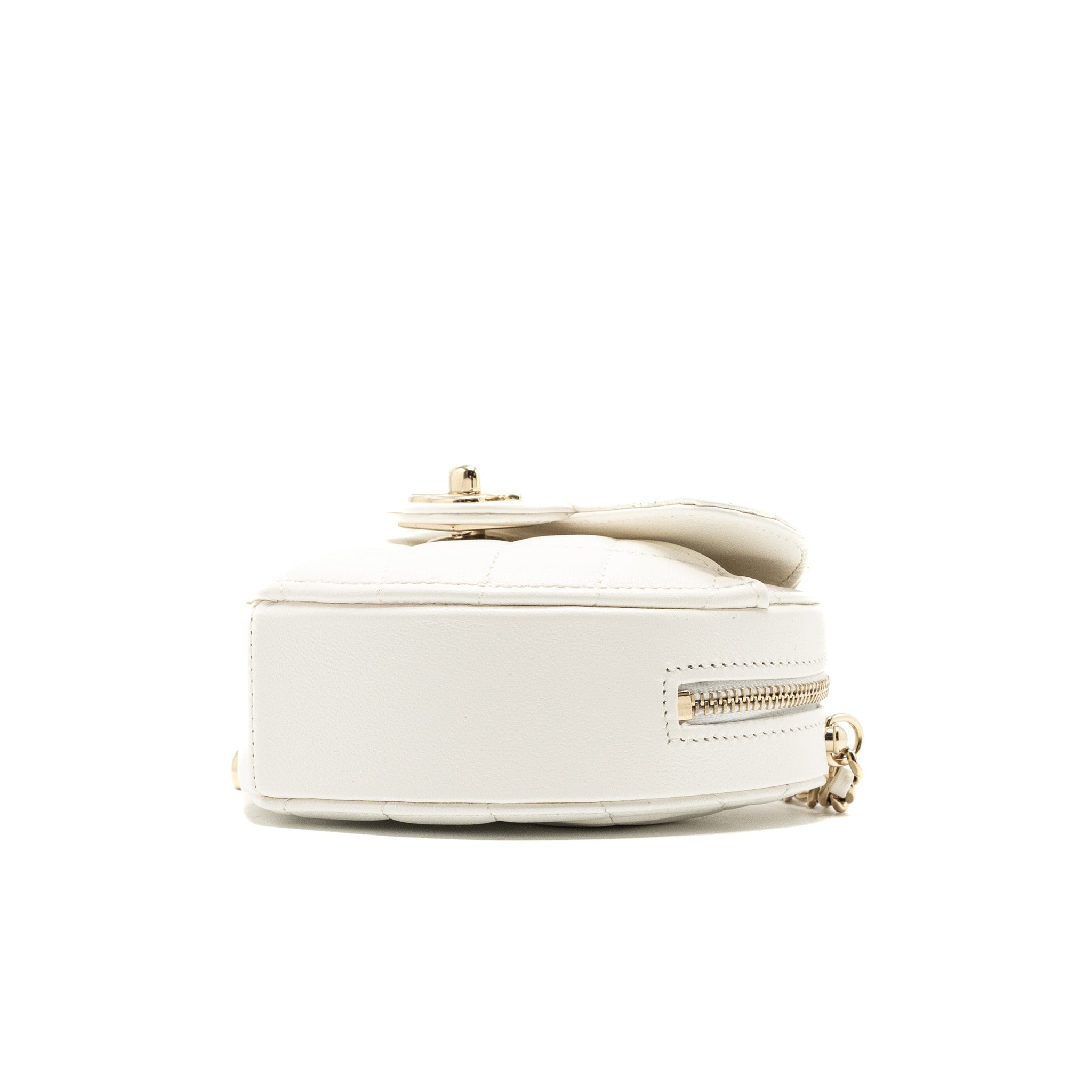 CHANEL 22S SMALL HEART BAG LAMBSKIN WHITE LGHW