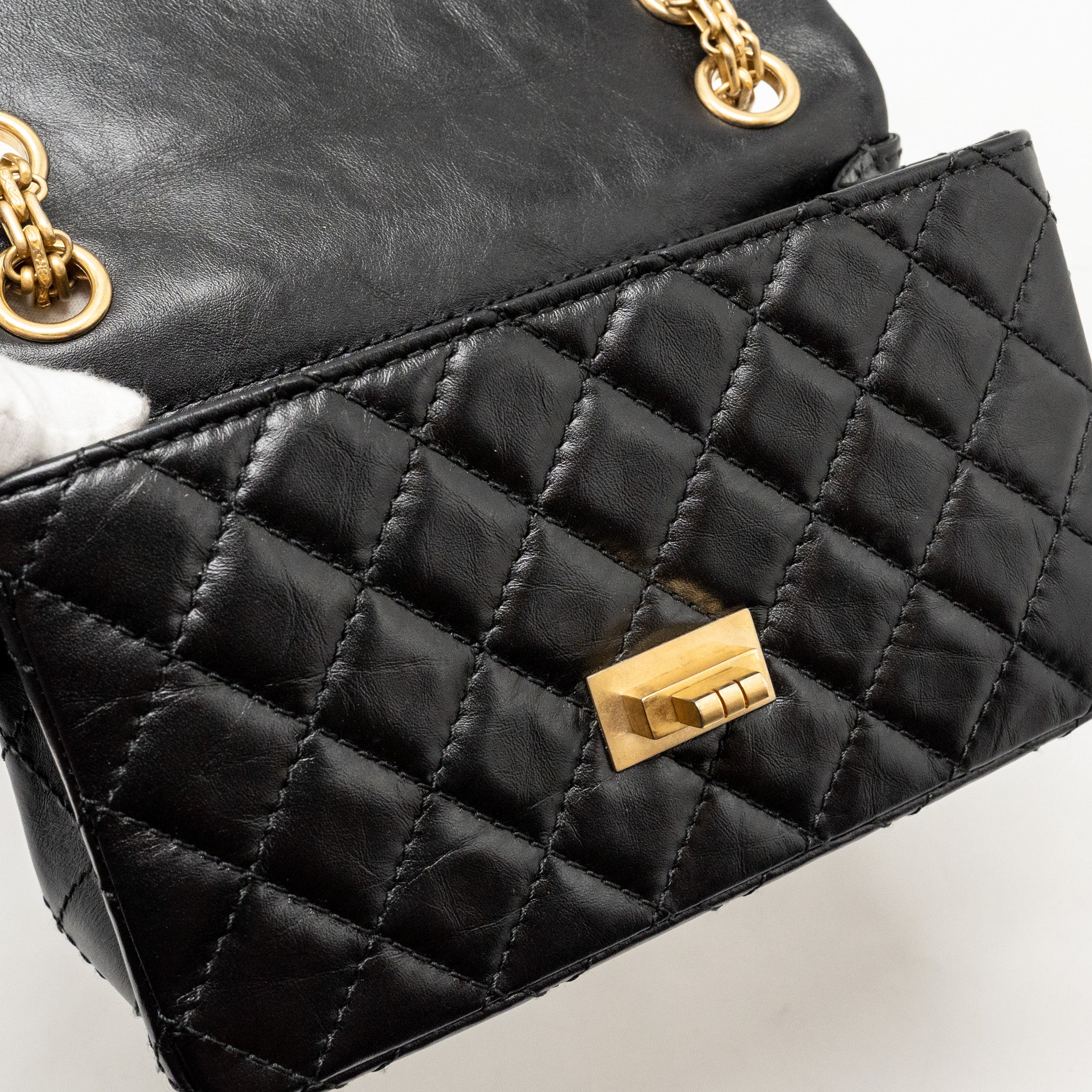 CHANEL MINI 2.55 REISSUE AGED CALFSKIN BLACK GHW