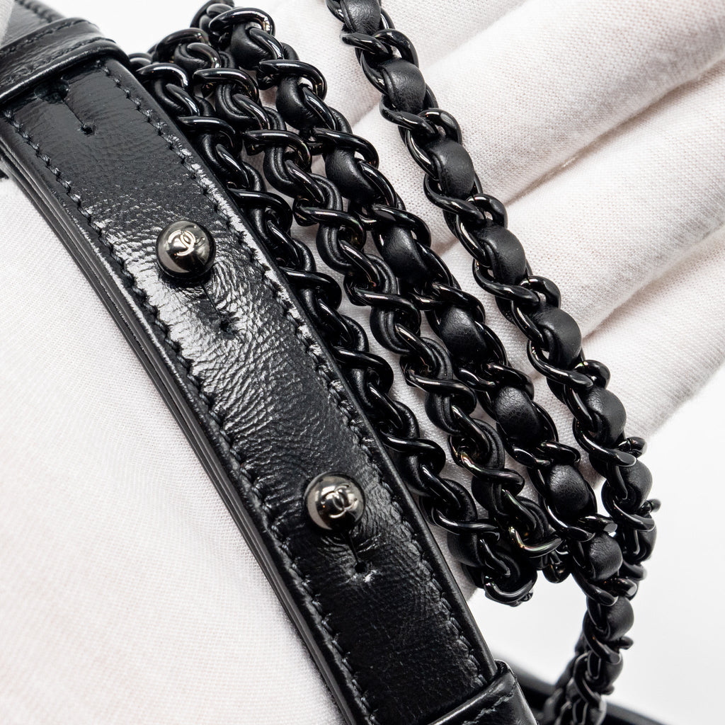 CHANEL SMALL GABRIELLE HOBO BAG AGED CALFSKIN SO BLACK