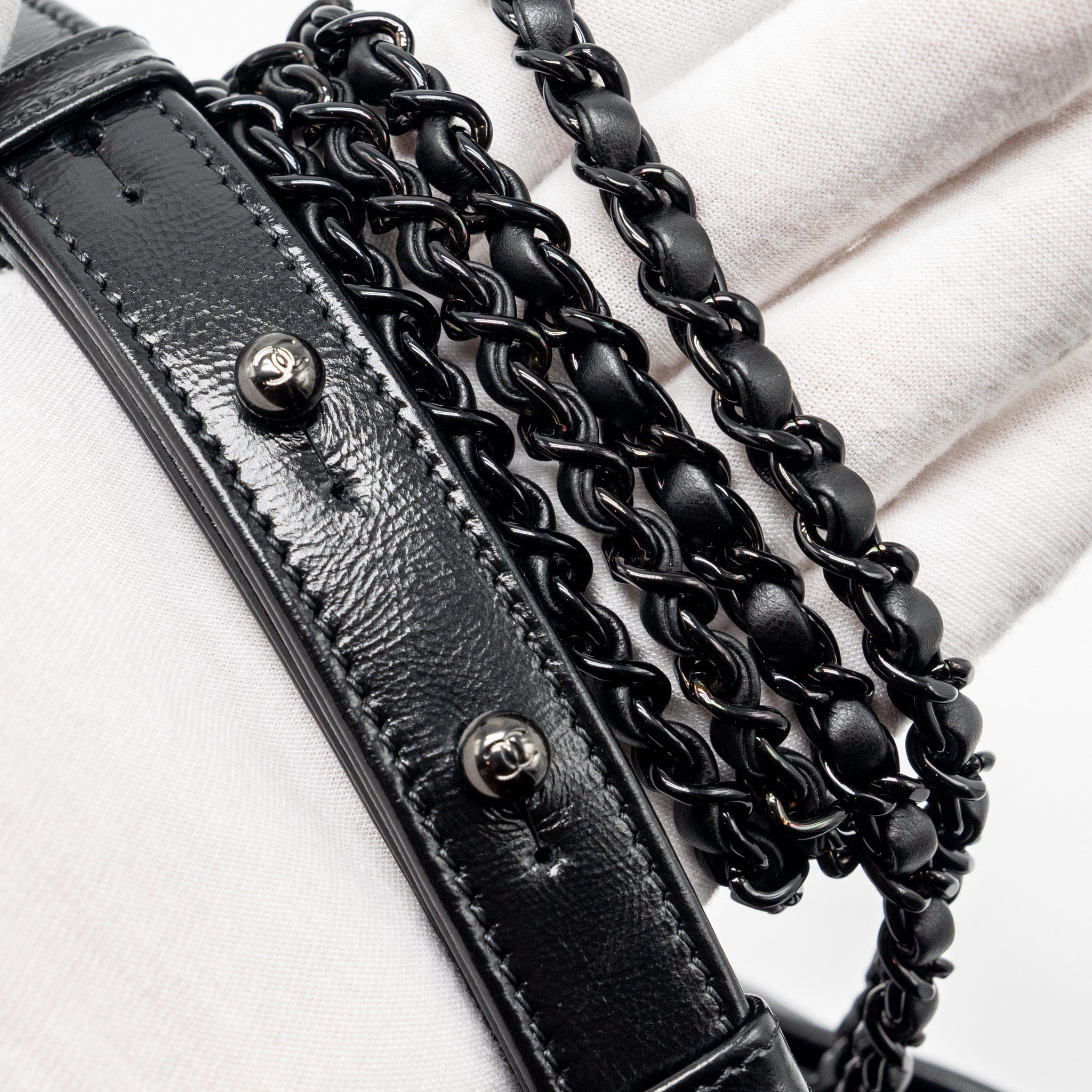 CHANEL SMALL GABRIELLE HOBO BAG AGED CALFSKIN SO BLACK