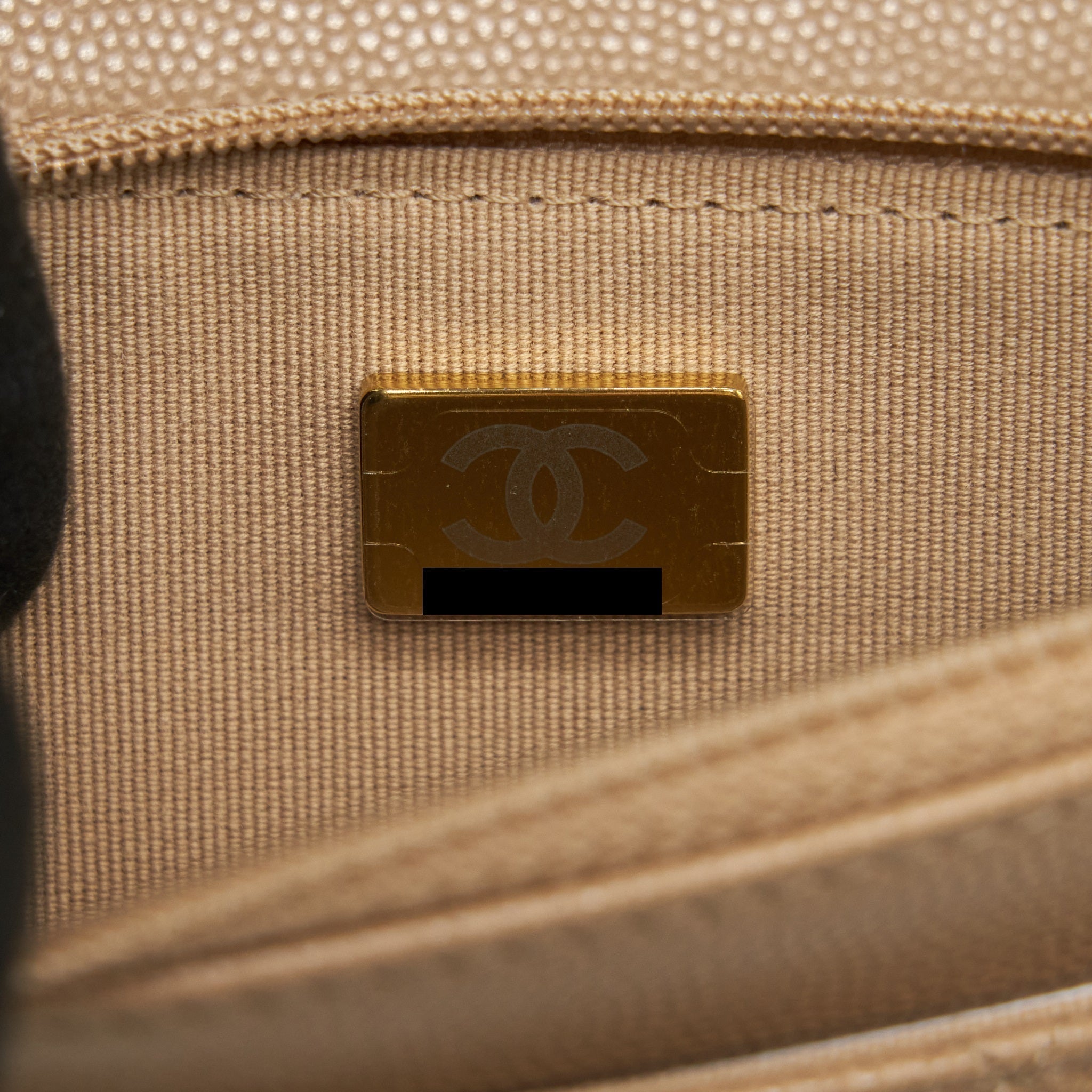CHANEL 22S DETAILED LOGO WALLET ON CHAIN CAVIAR DARK BEIGE WITH LGHW (MICROCHIP)