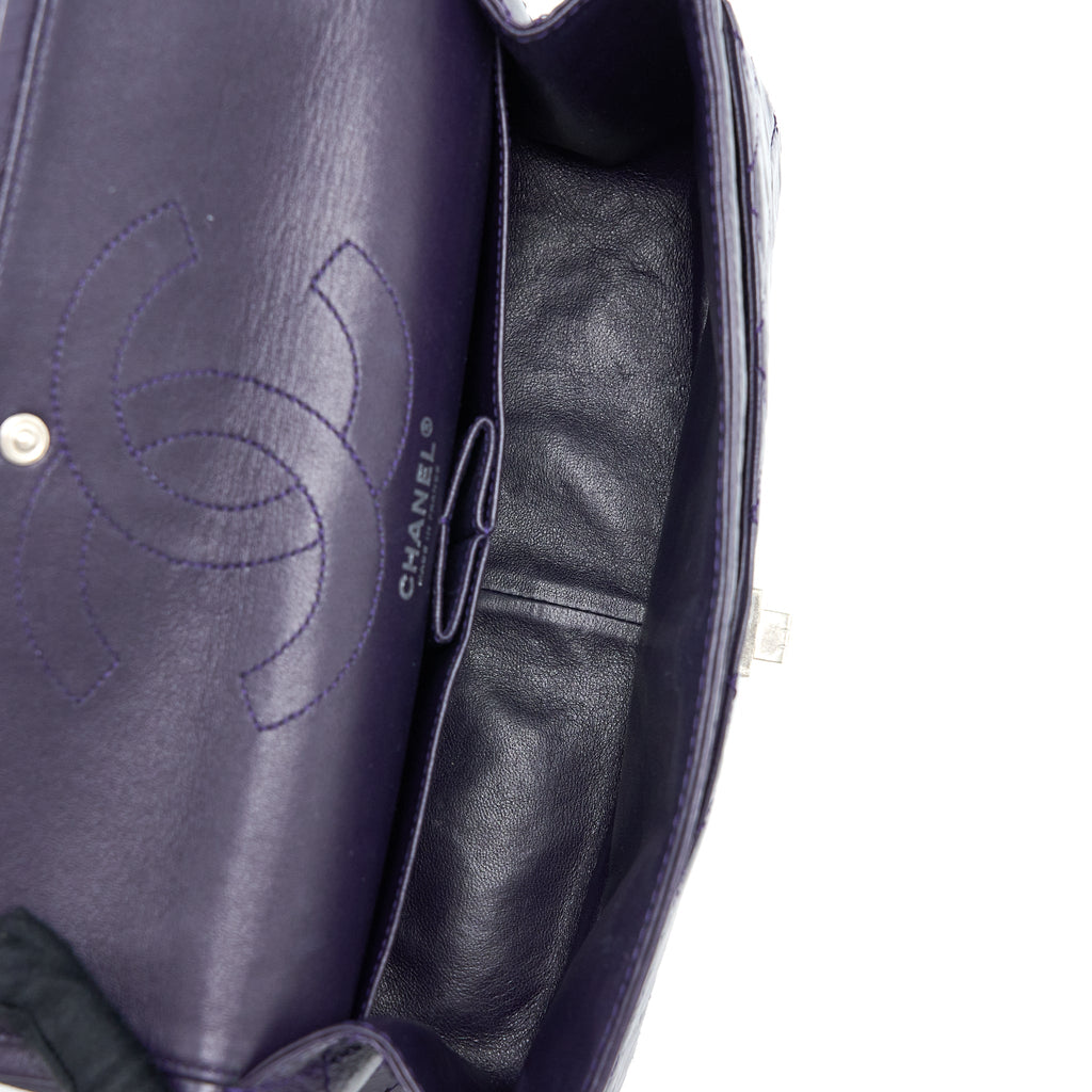 CHANEL LARGE 2.55 REISSUE FLAP BAG AGED CALFSKIN DARK PURPLE RUTHENIUM HARDWARE