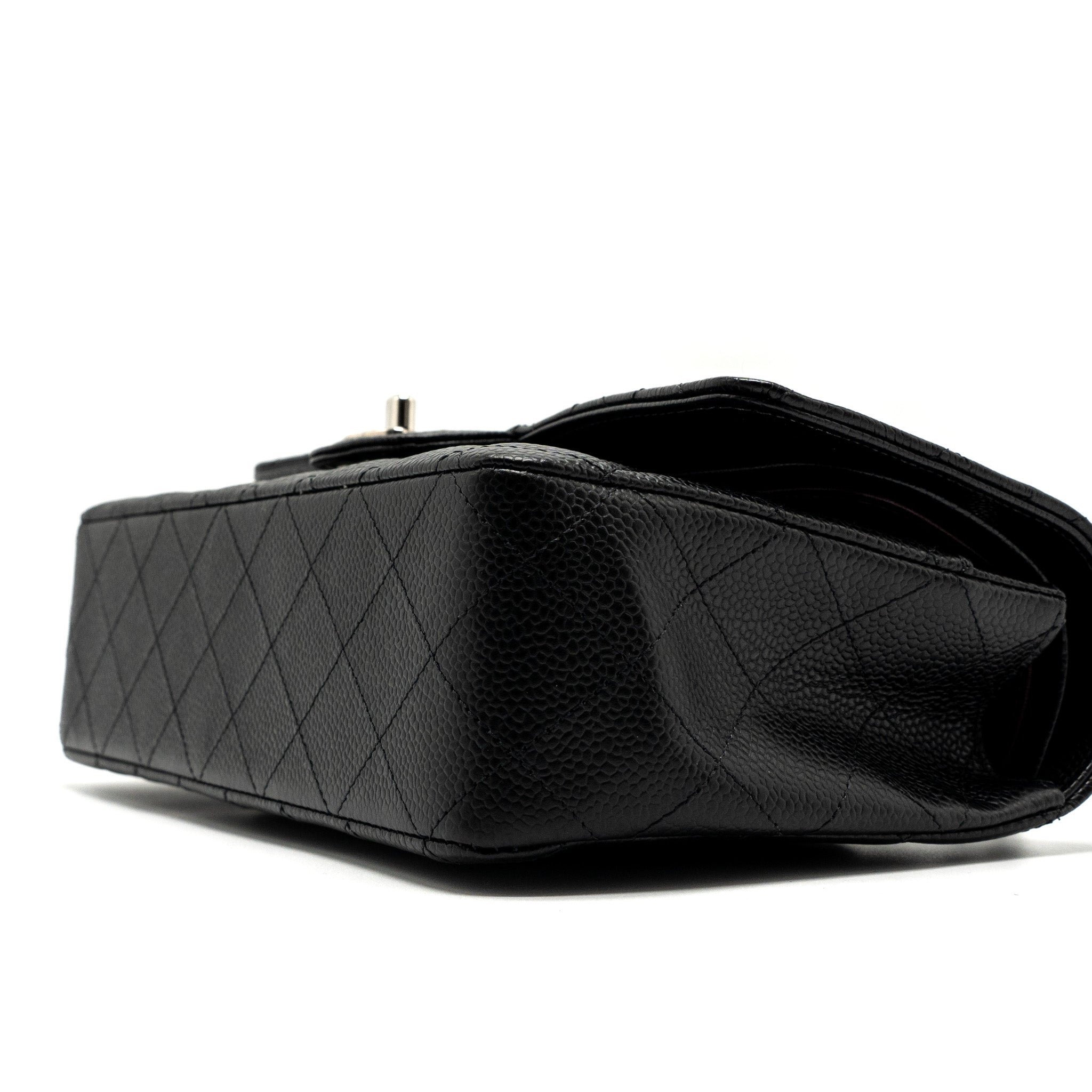 CHANEL MEDIUM CLASSIC DOUBLE FLAP BAG CAVIAR BLACK SHW