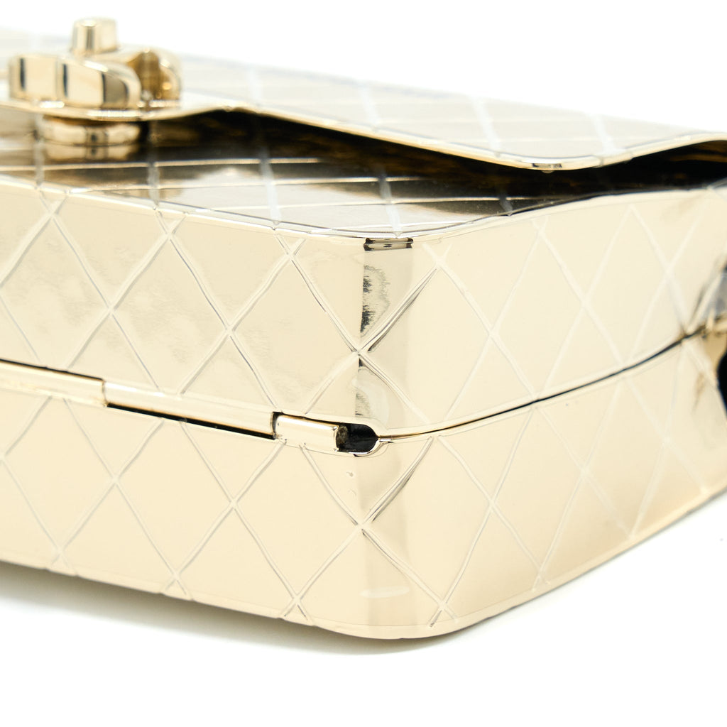 CHANEL MINI EVENING BAG GOLD TONE HAMMERED METAL AND GOLD TONE METAL (MICROCHIP )