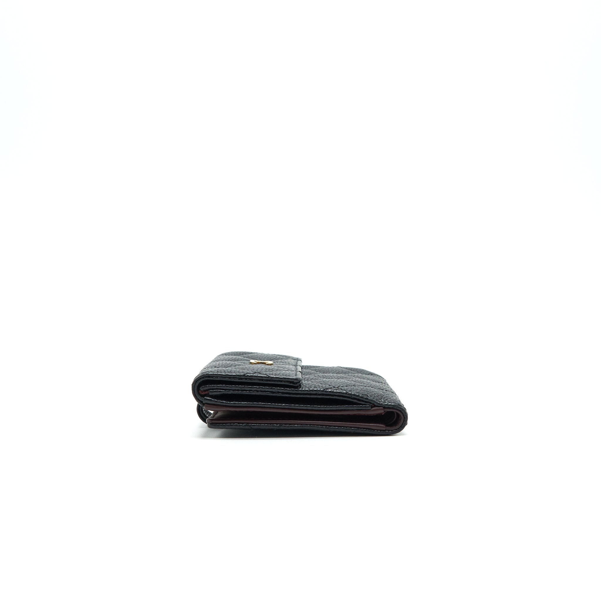 CHANEL QUILTED CAVIAR SMALL WALLET BLACK GHW
