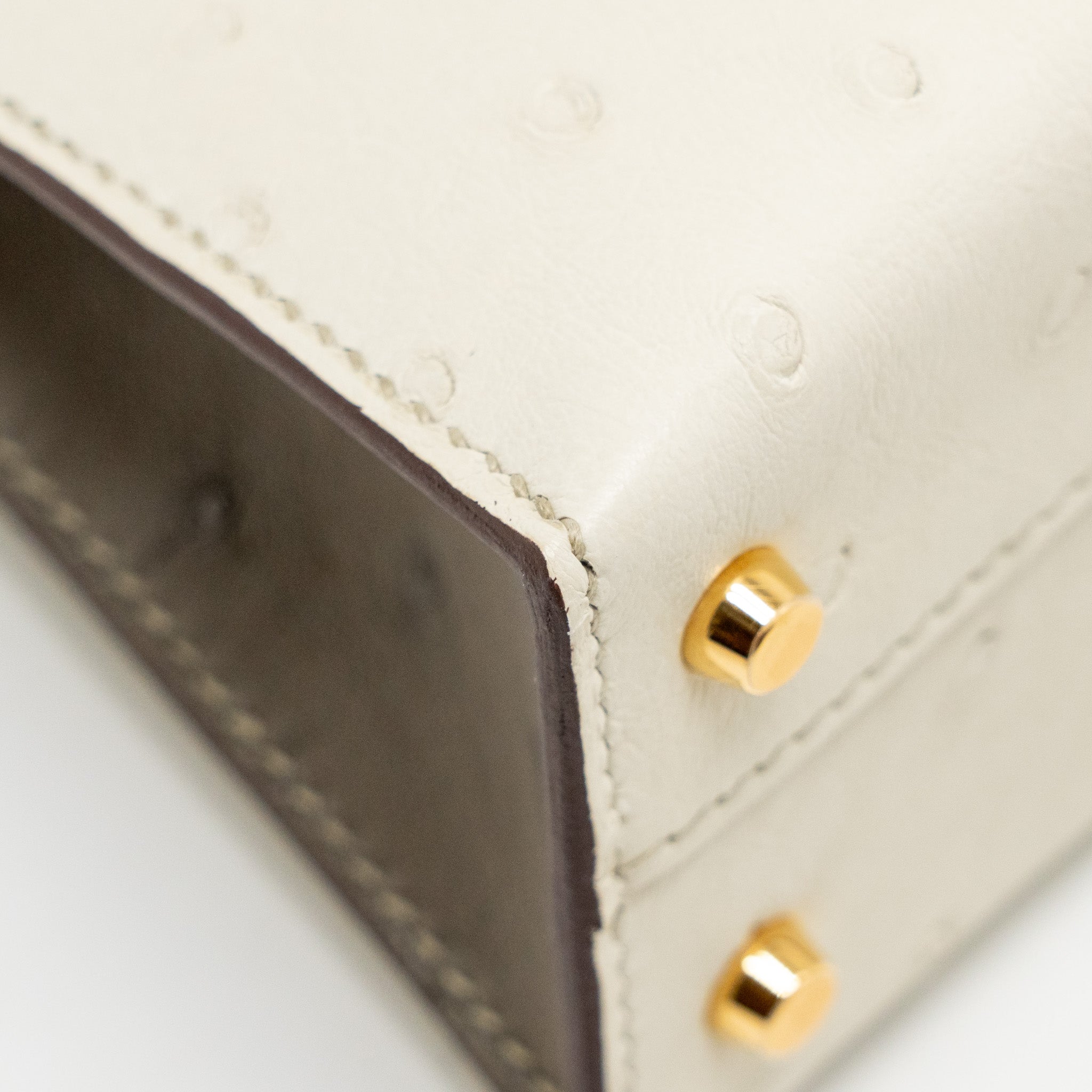 HERMES MINI KELLY II SPECIAL ORDER OSTRICH BETON / GRIS TOURTERELLE GHW