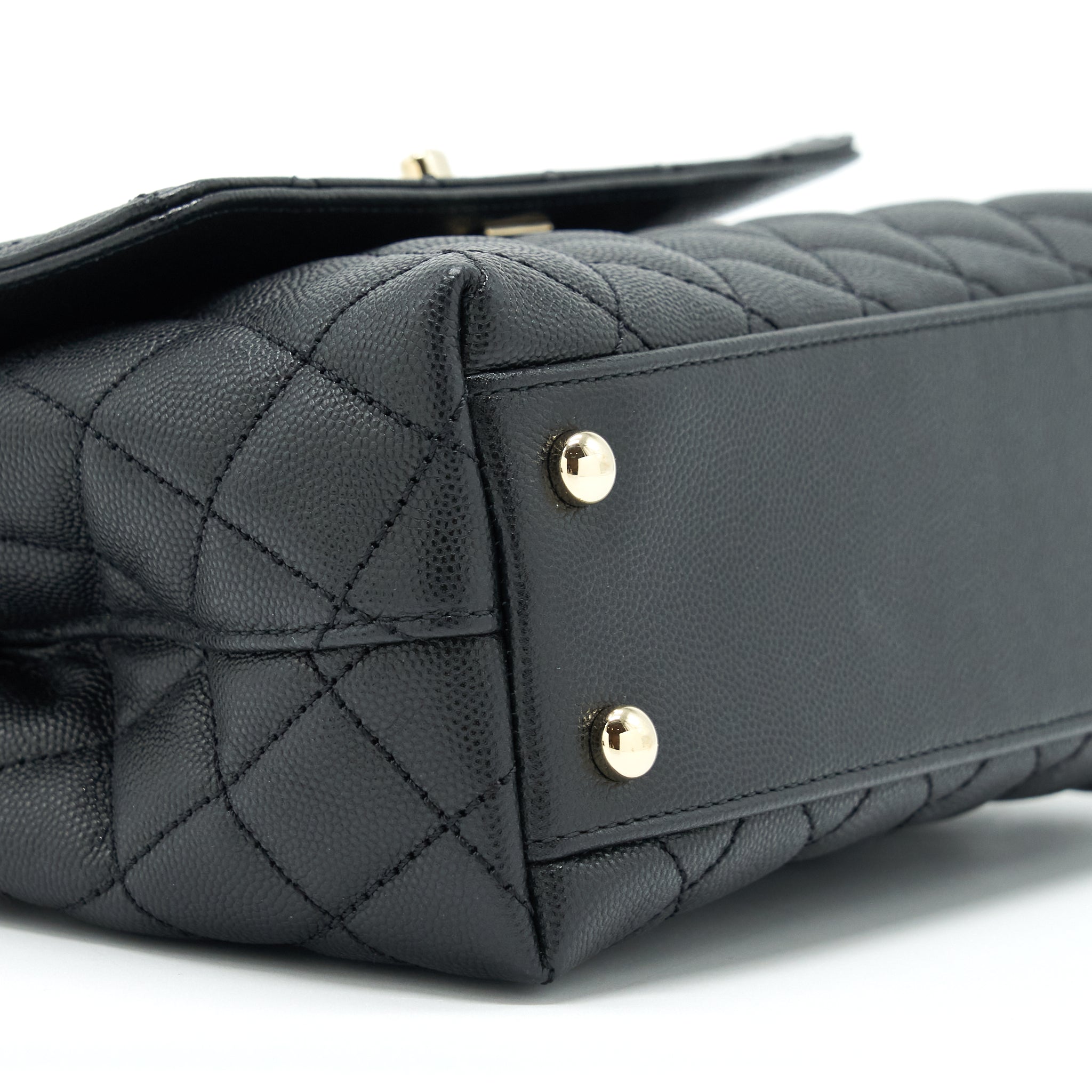 CHANEL SMALL COCO HANDLE CAVIAR BLACK LGHW (MICROCHIP)