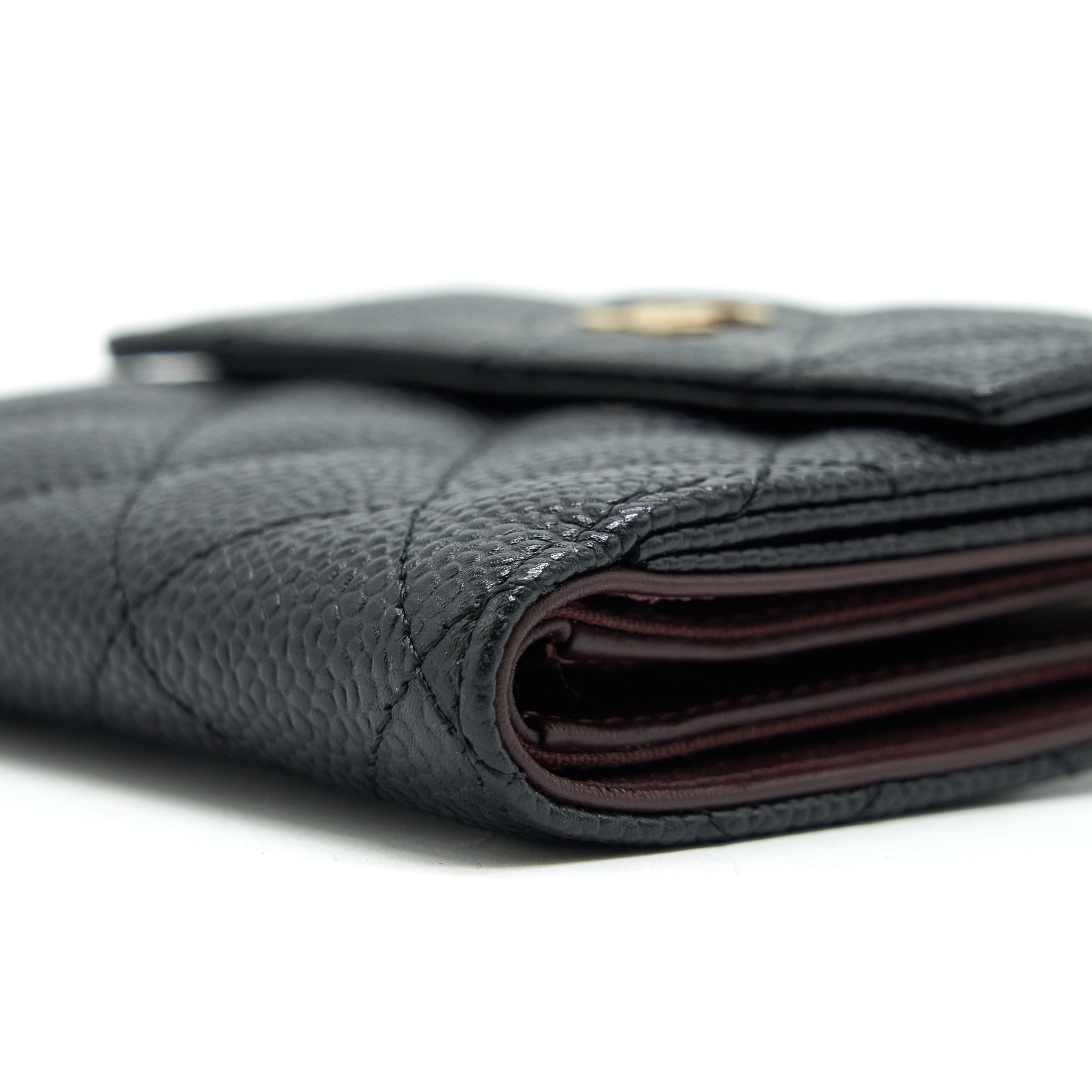 CHANEL QUILTED CAVIAR SMALL WALLET BLACK GHW