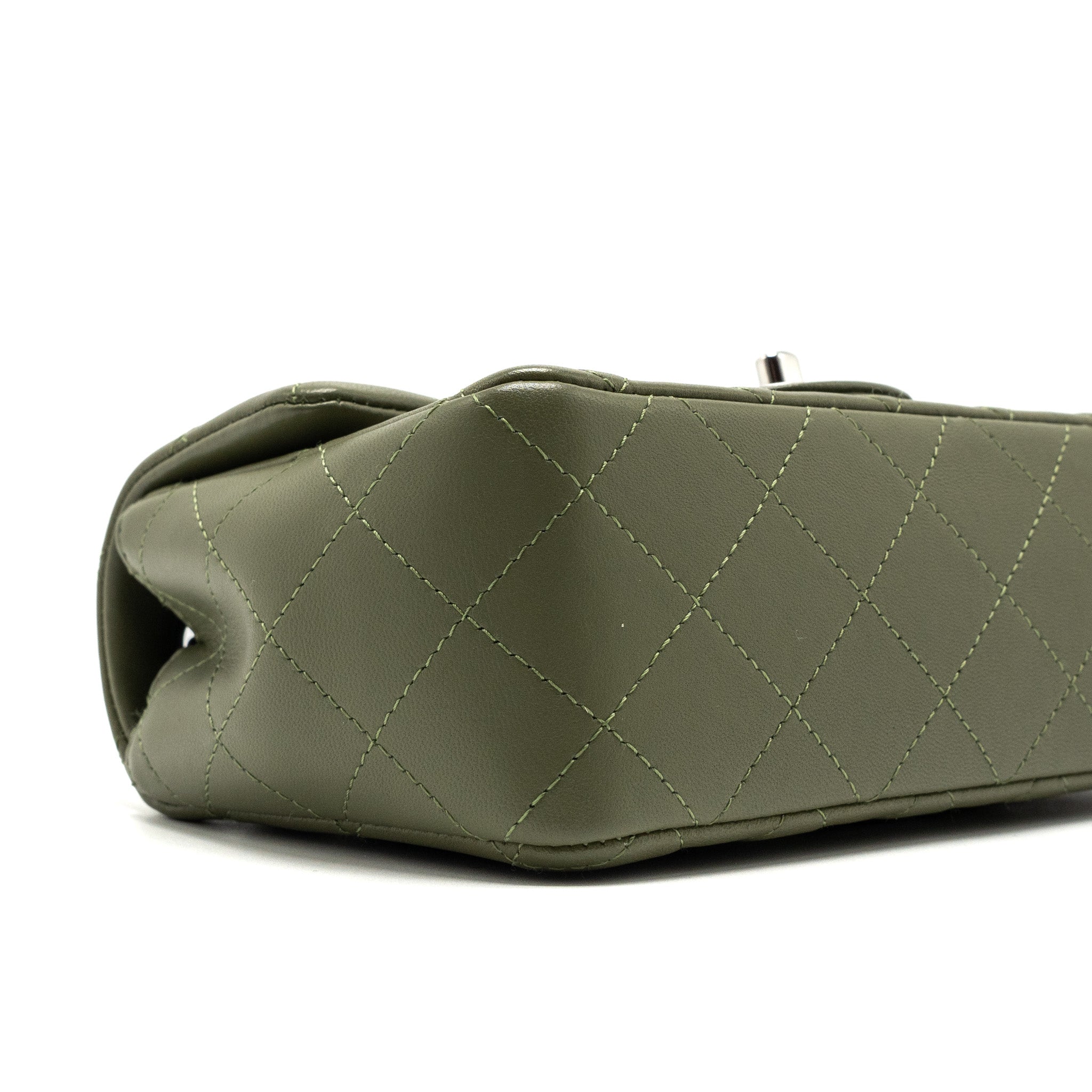 CHANEL MINI RECTANGULAR FLAP BAG LAMBSKIN GREEN SHW (MICROCHIP)