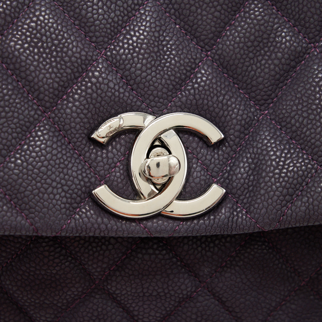 CHANEL FLAP TOTE BAG WITH CHAIN CAVIAR IN PURPLE SHW