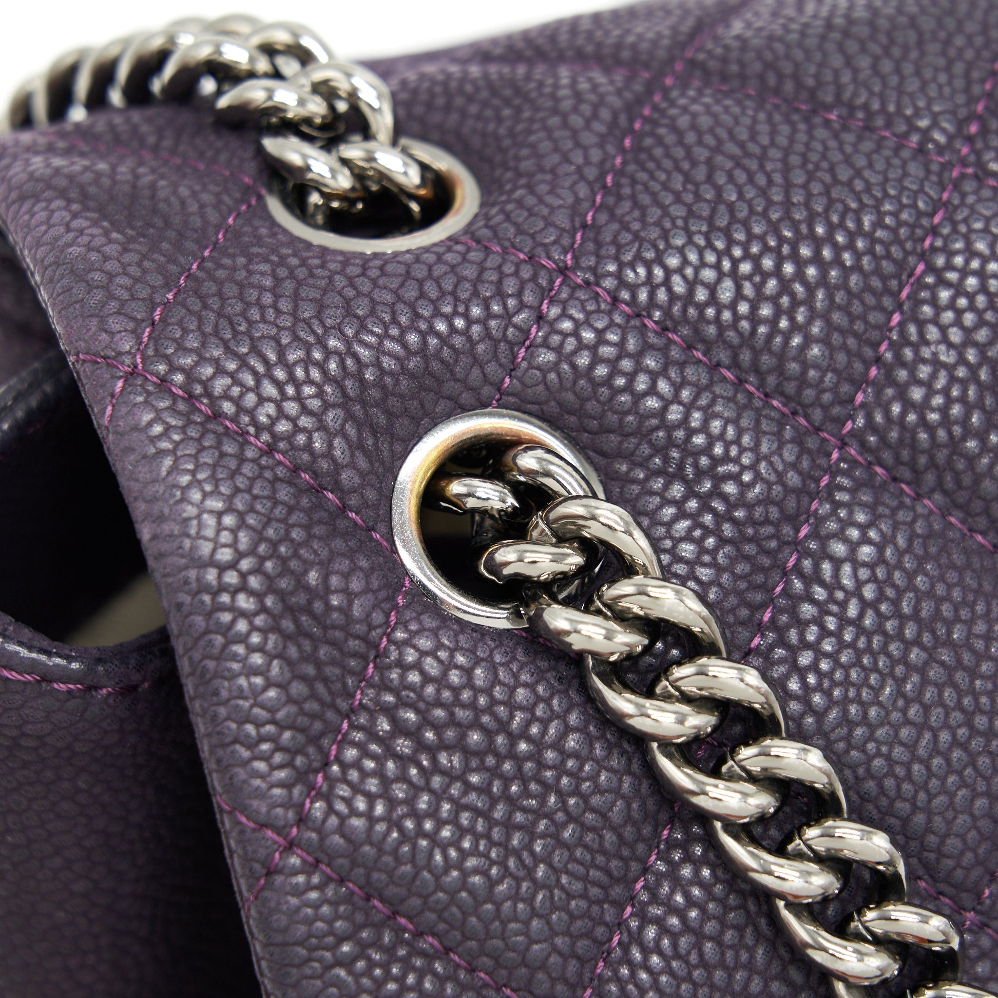CHANEL FLAP TOTE BAG WITH CHAIN CAVIAR IN PURPLE SHW