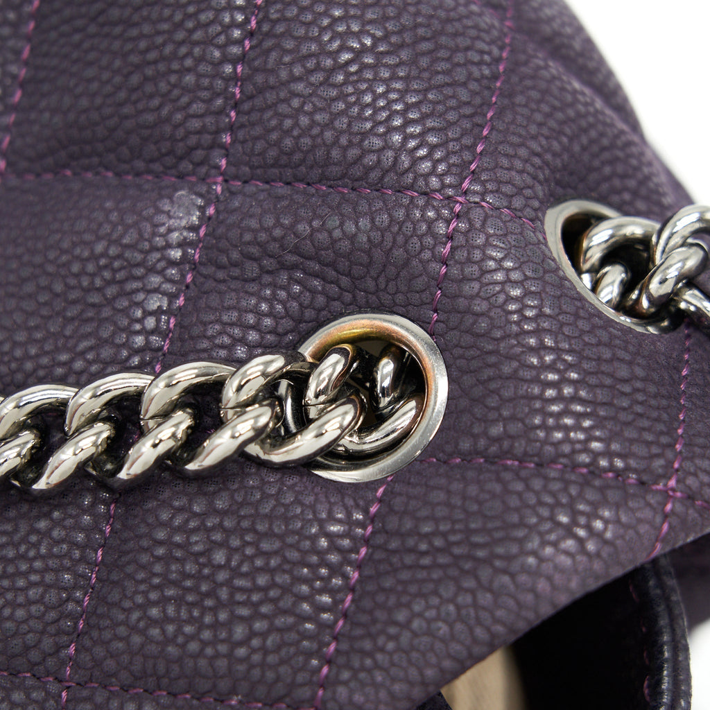 CHANEL FLAP TOTE BAG WITH CHAIN CAVIAR IN PURPLE SHW