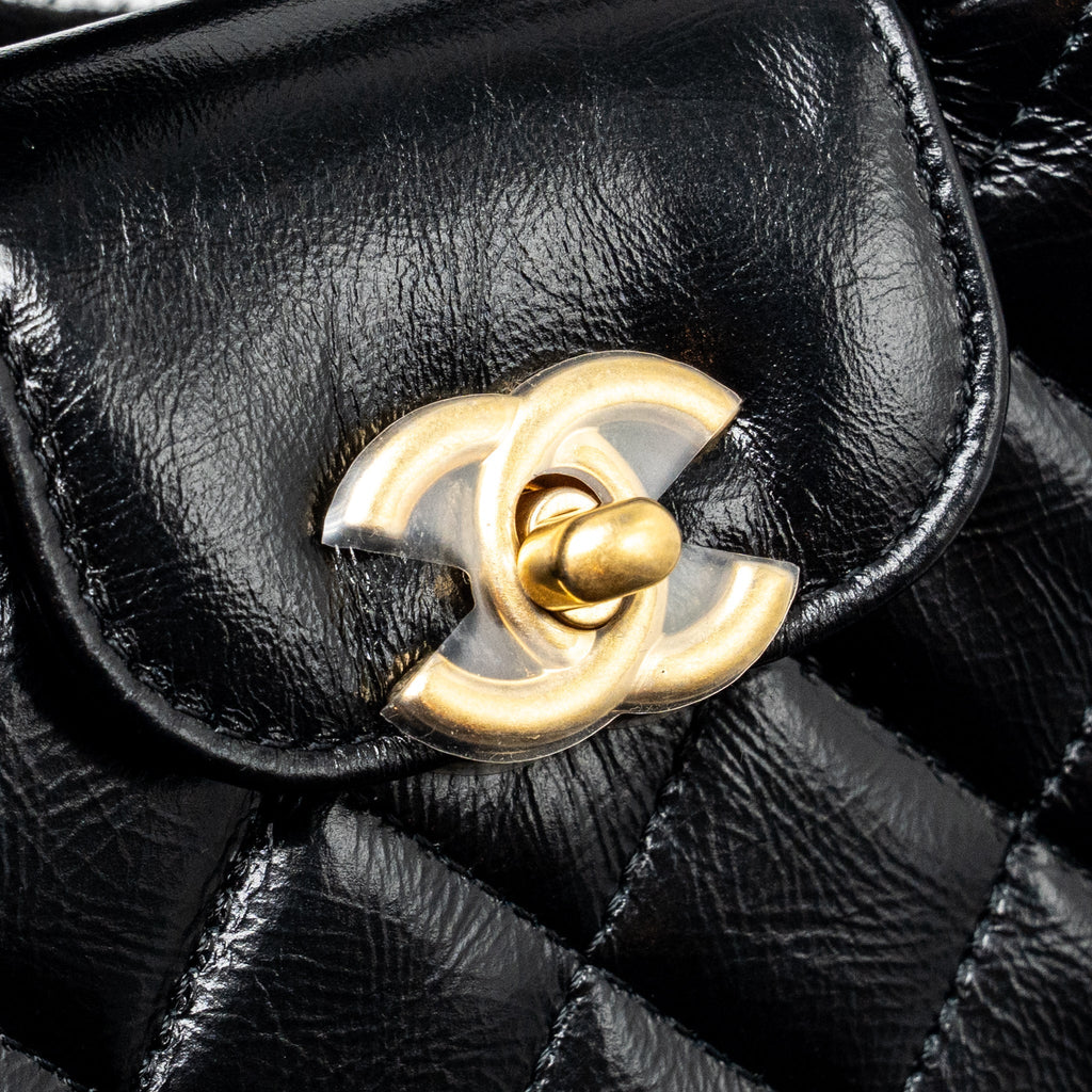 CHANEL 24P MINI NANO KELLY SHOPPER CALFSKIN BLACK GHW (MICROCHIP)