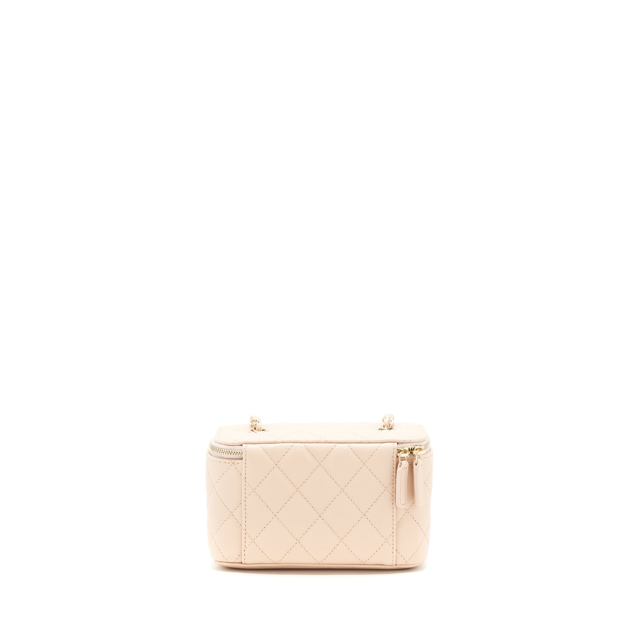 CHANEL 22C LONG VANITY WITH CHAIN CAVIAR LIGHT BEIGE LGHW
