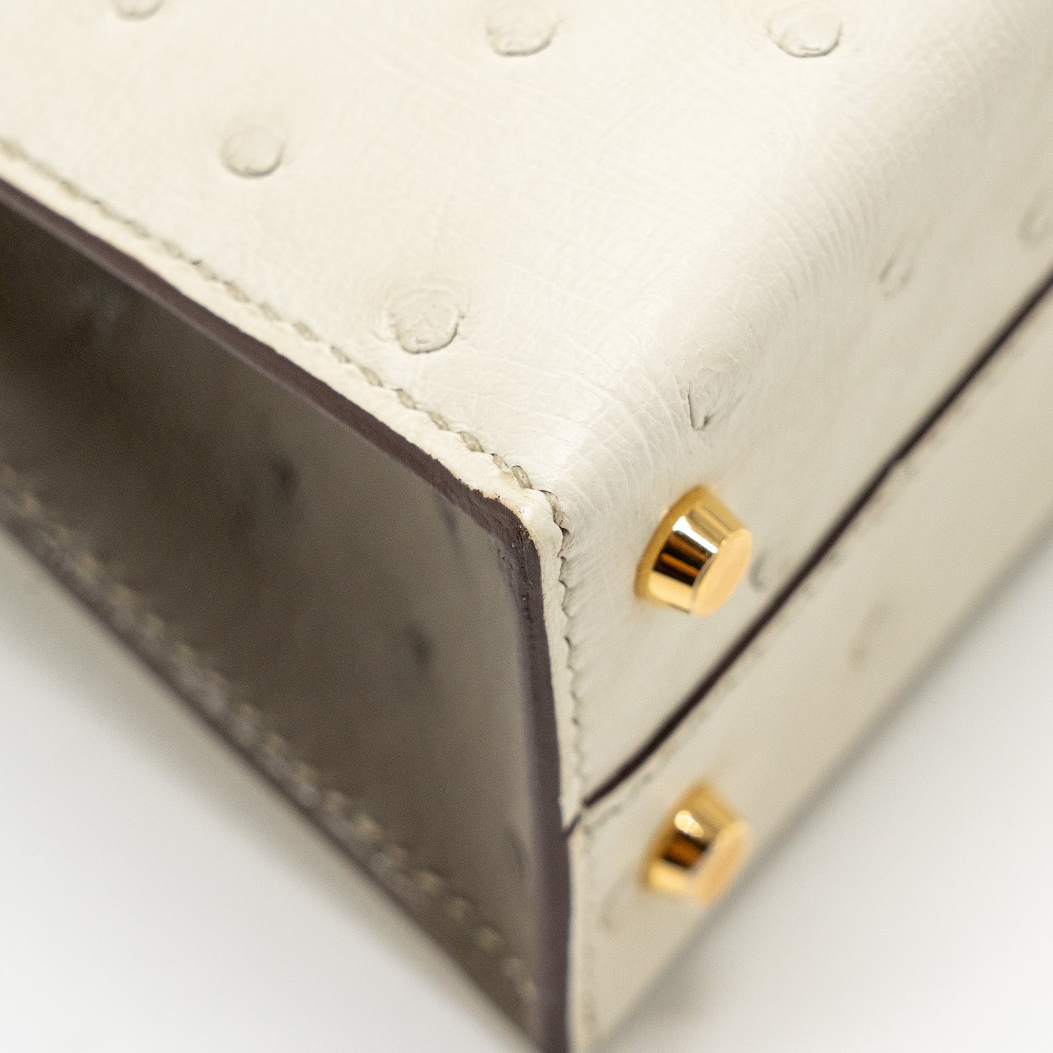 HERMES MINI KELLY II SPECIAL ORDER OSTRICH BETON / GRIS TOURTERELLE GHW