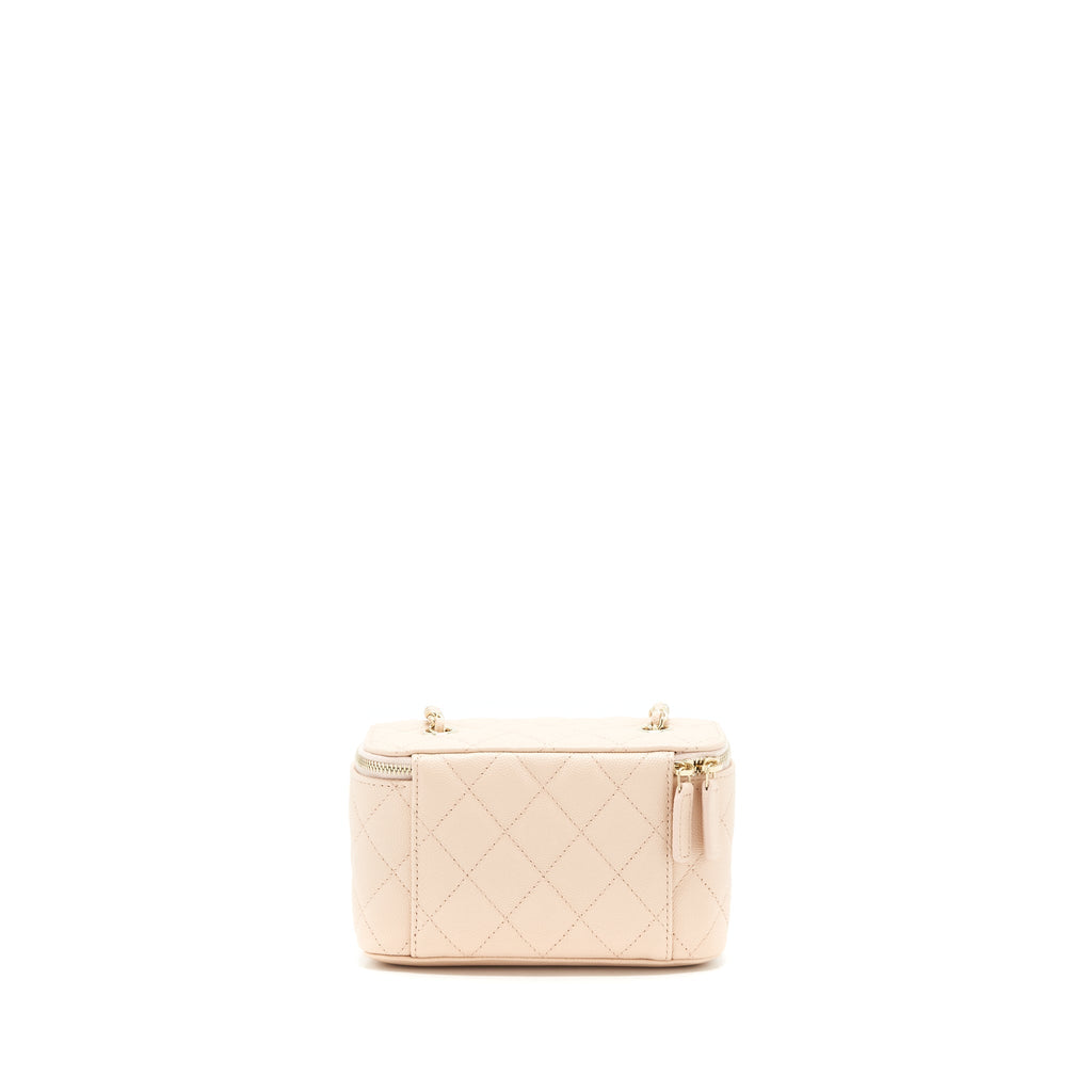 CHANEL 22C LONG VANITY WITH CHAIN CAVIAR BEIGE LGHW
