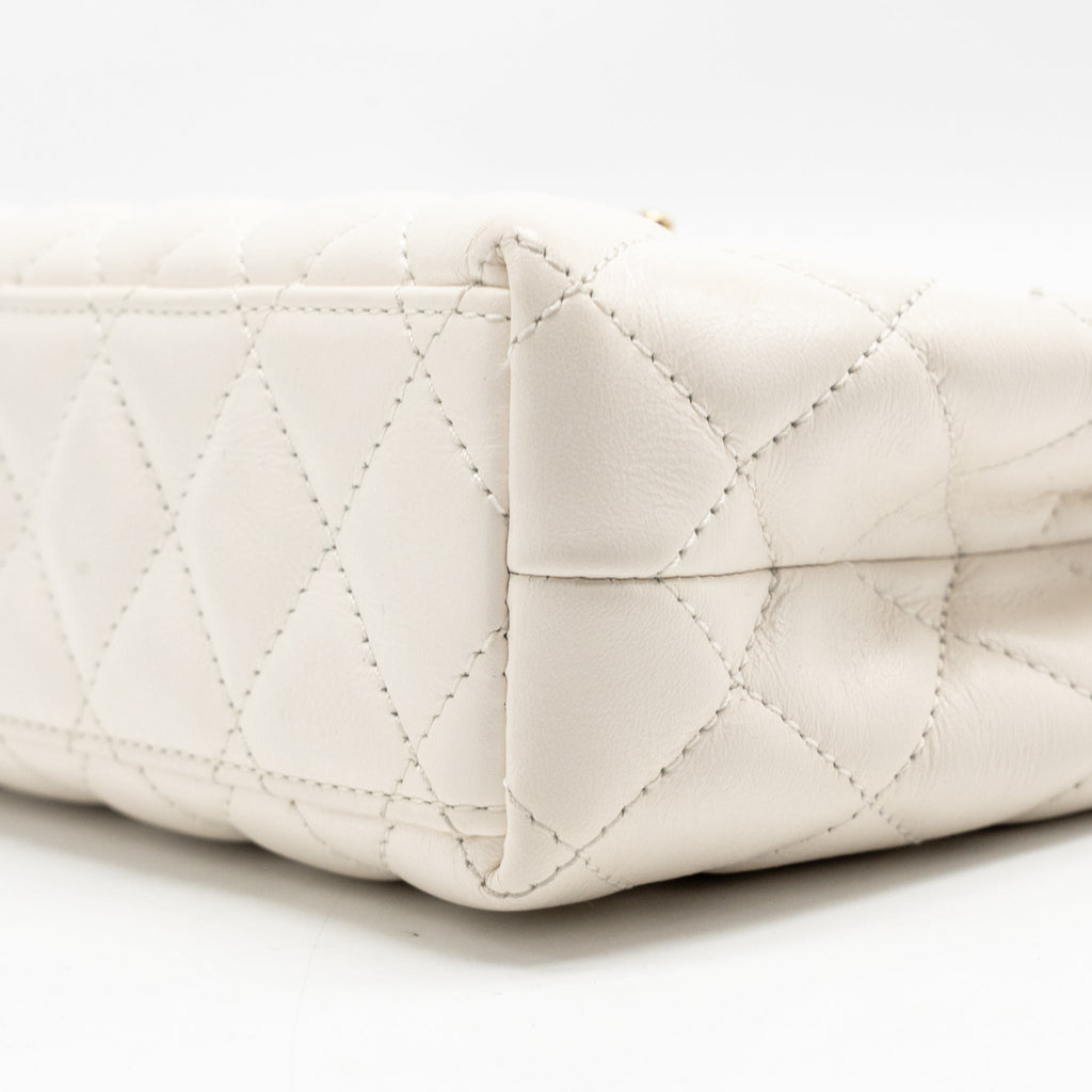 CHANEL MINI KELLY SHOPPING TOTE BAG CALFSKIN WHITE GHW (MICROCHIP)