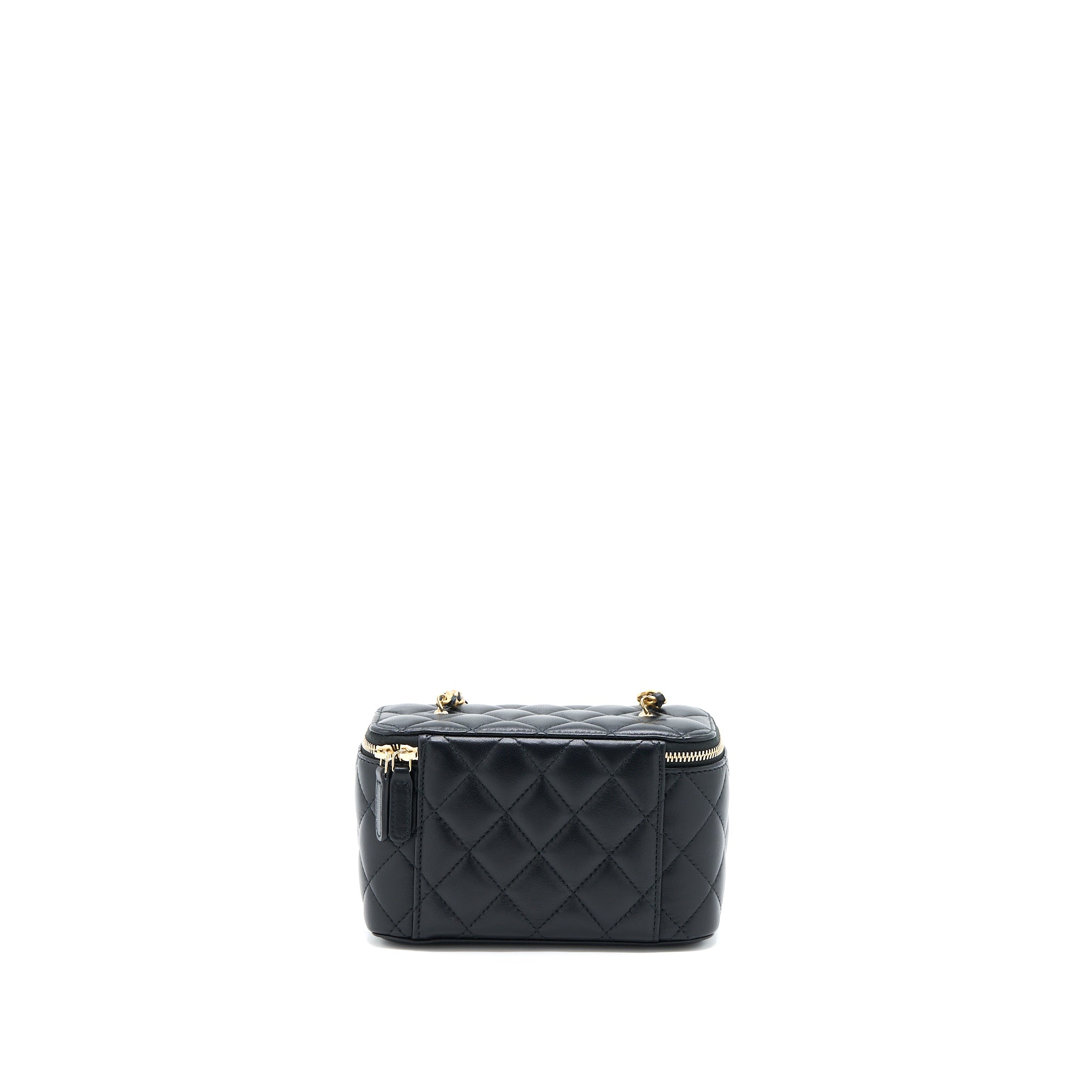 CHANEL PEARL CRUSH LONG VANITY LAMBSKIN BLACK BRUSHED GHW