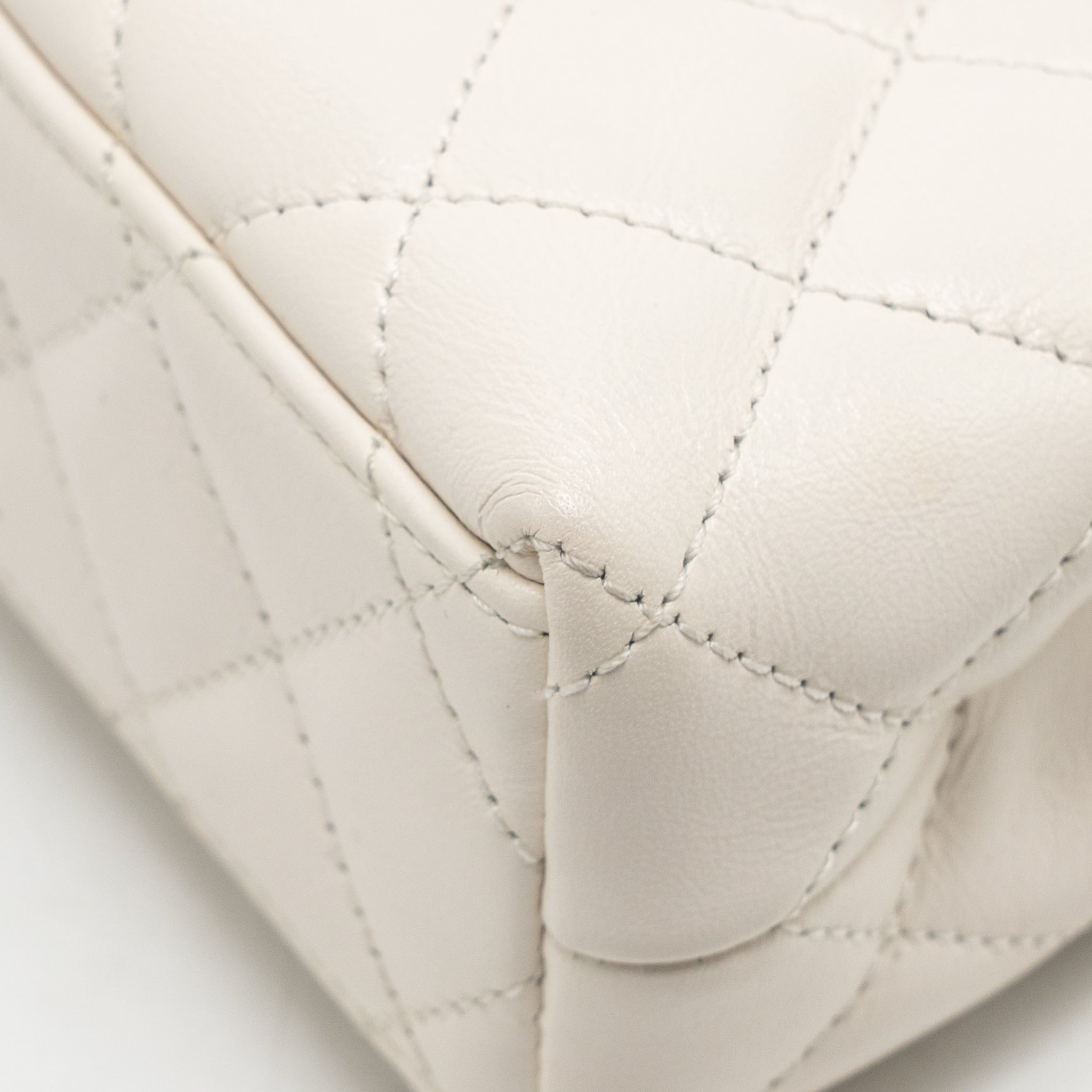 CHANEL MINI KELLY SHOPPING TOTE BAG CALFSKIN WHITE GHW (MICROCHIP)