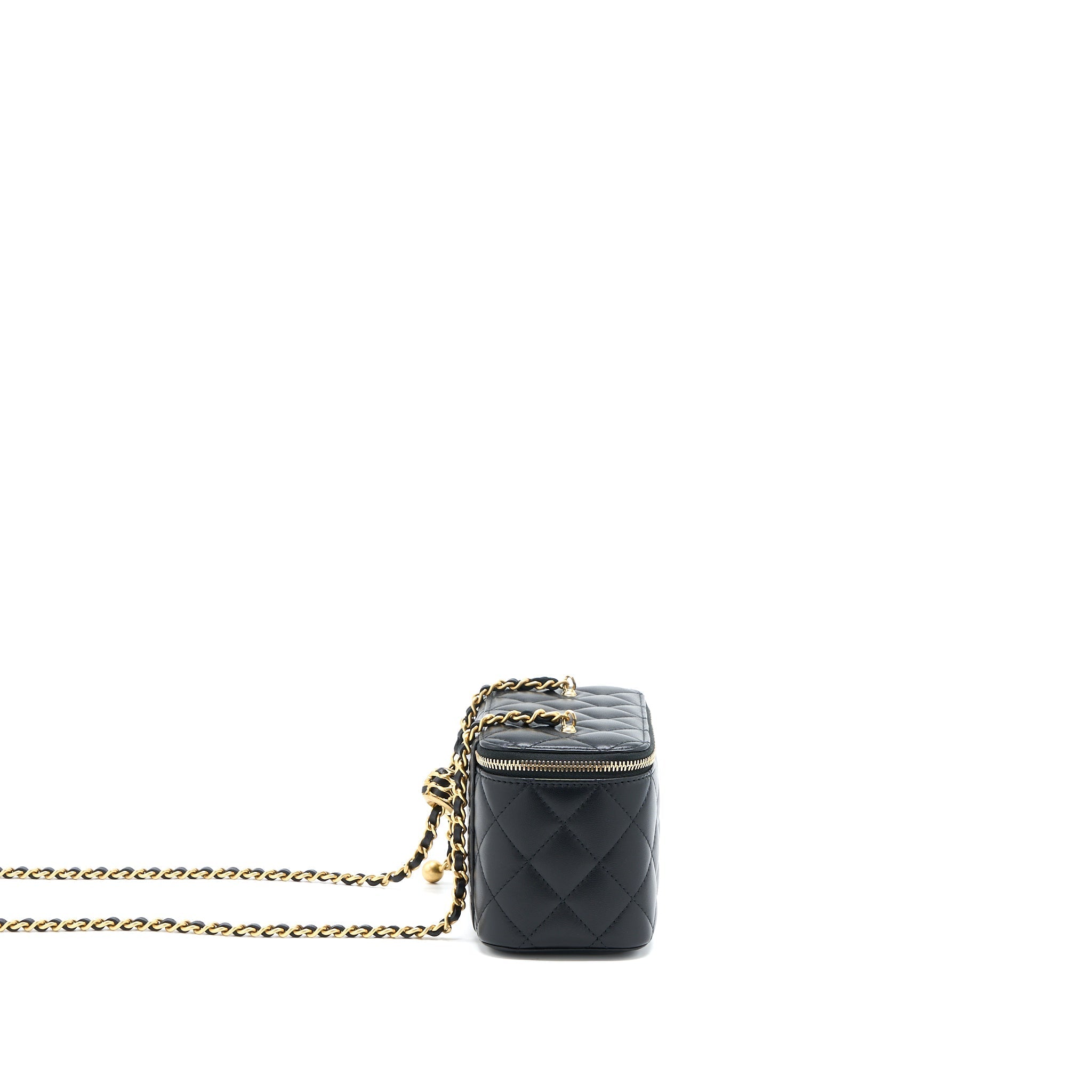 CHANEL PEARL CRUSH LONG VANITY LAMBSKIN BLACK BRUSHED GHW