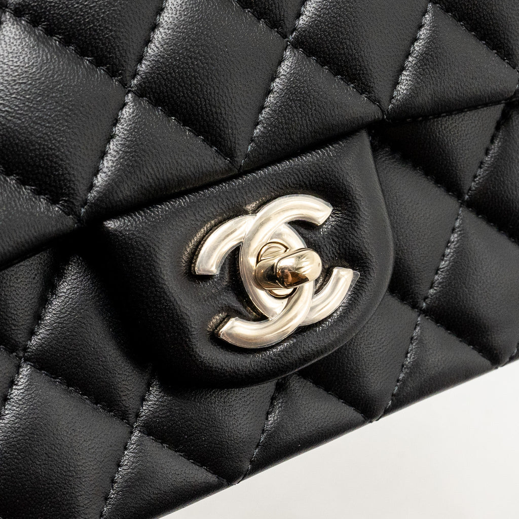CHANEL TOP HANDLE MINI RECTANGULAR FLAP BAG WITH LION CHARM LAMBSKIN BLACK LGHW (MICROCHIP)