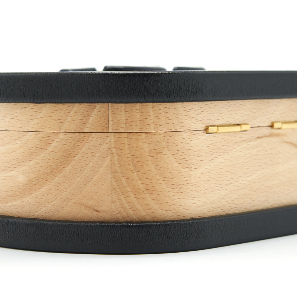 CHANEL 22C SMALL VANITY CASE BEECH WOOD, CALFSKIN BEIGE / BLACK WITH GHW