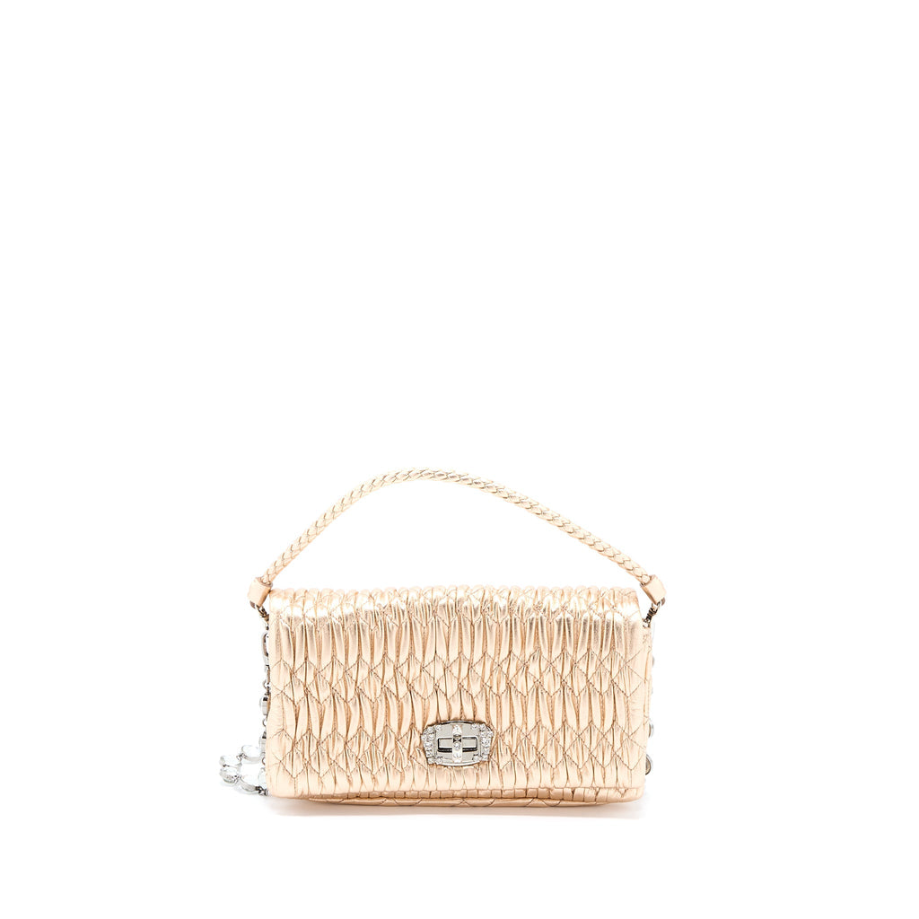 MIUMIU CRYSTAL SHOULDER BAG NAPPA CIPRIA LAME SHW