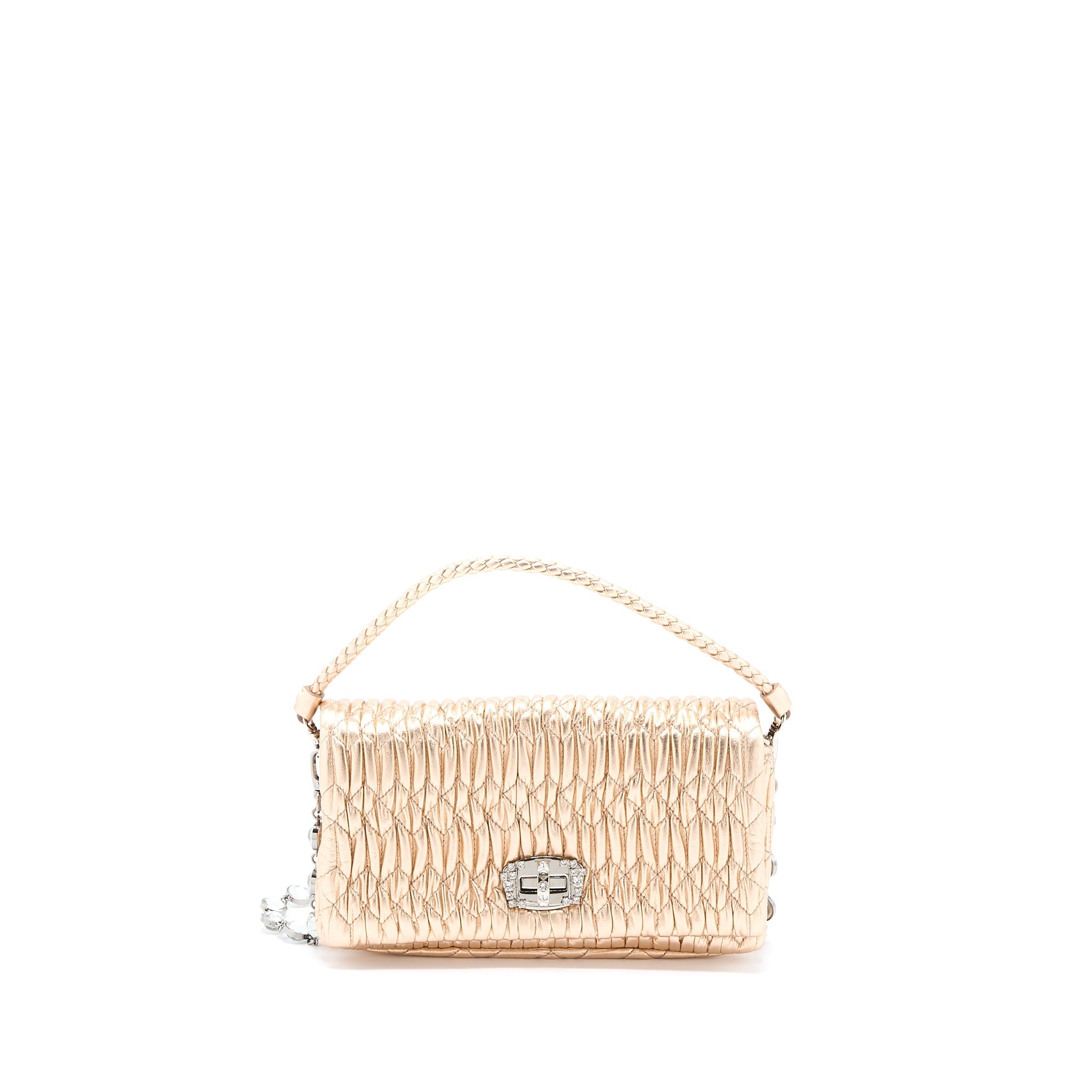 MIUMIU CRYSTAL SHOULDER BAG NAPPA CIPRIA LAME SHW