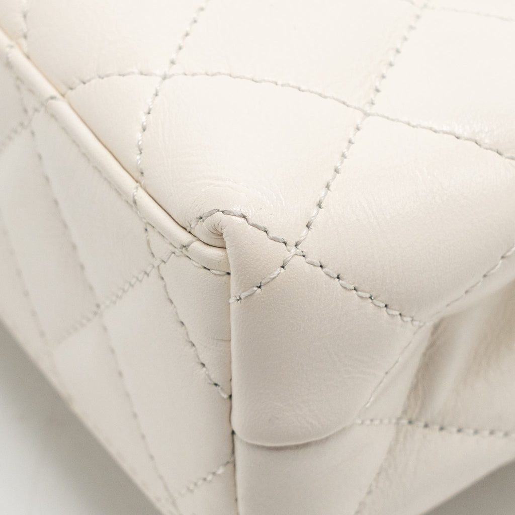 CHANEL MINI KELLY SHOPPING TOTE BAG CALFSKIN WHITE GHW (MICROCHIP)