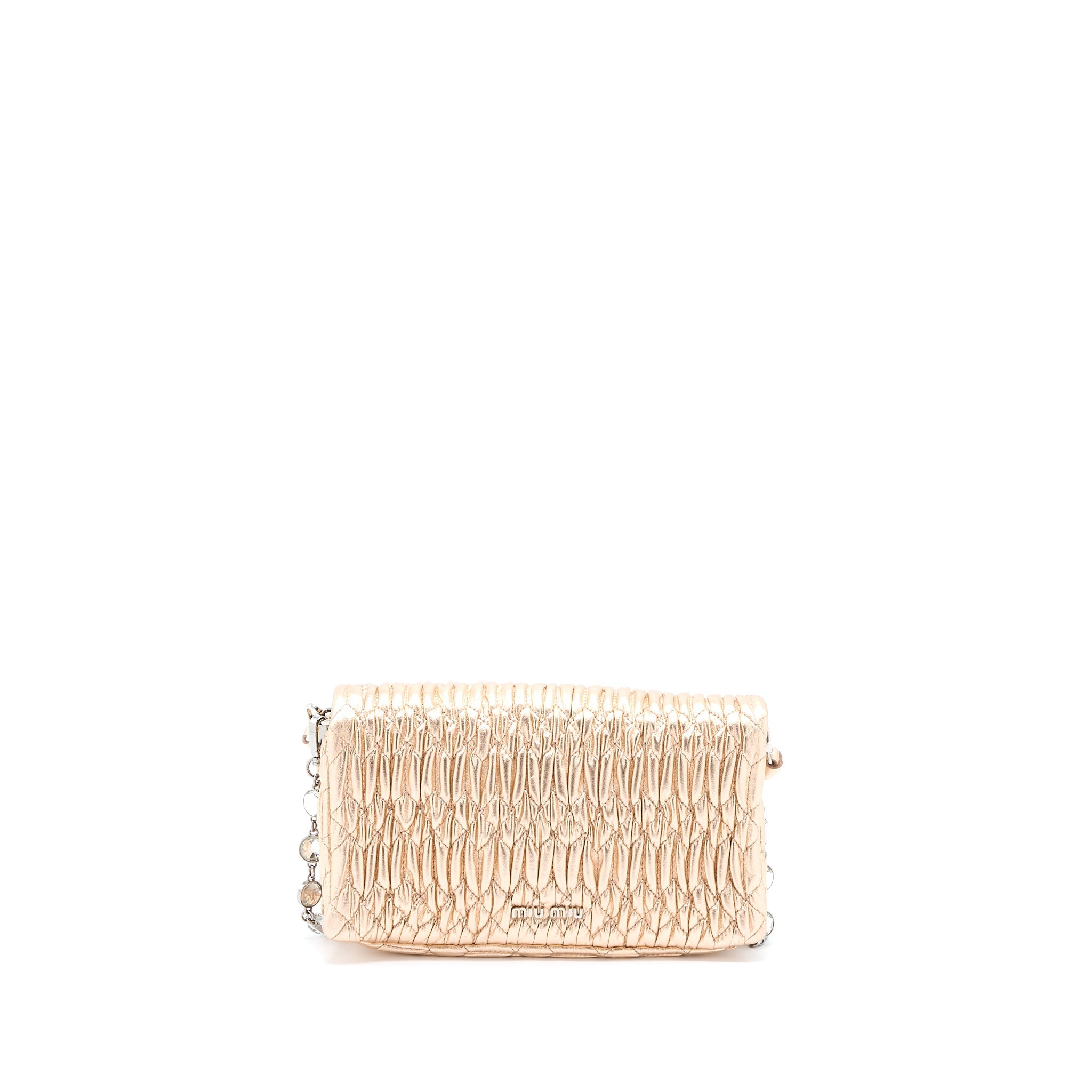MIUMIU CRYSTAL SHOULDER BAG NAPPA CIPRIA LAME SHW