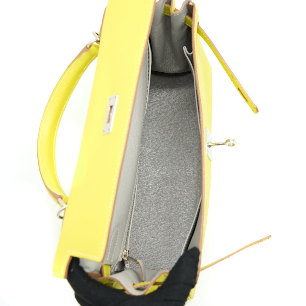 HERMES KELLY 32 EPSOM LIME/GRIS PERLE SHW