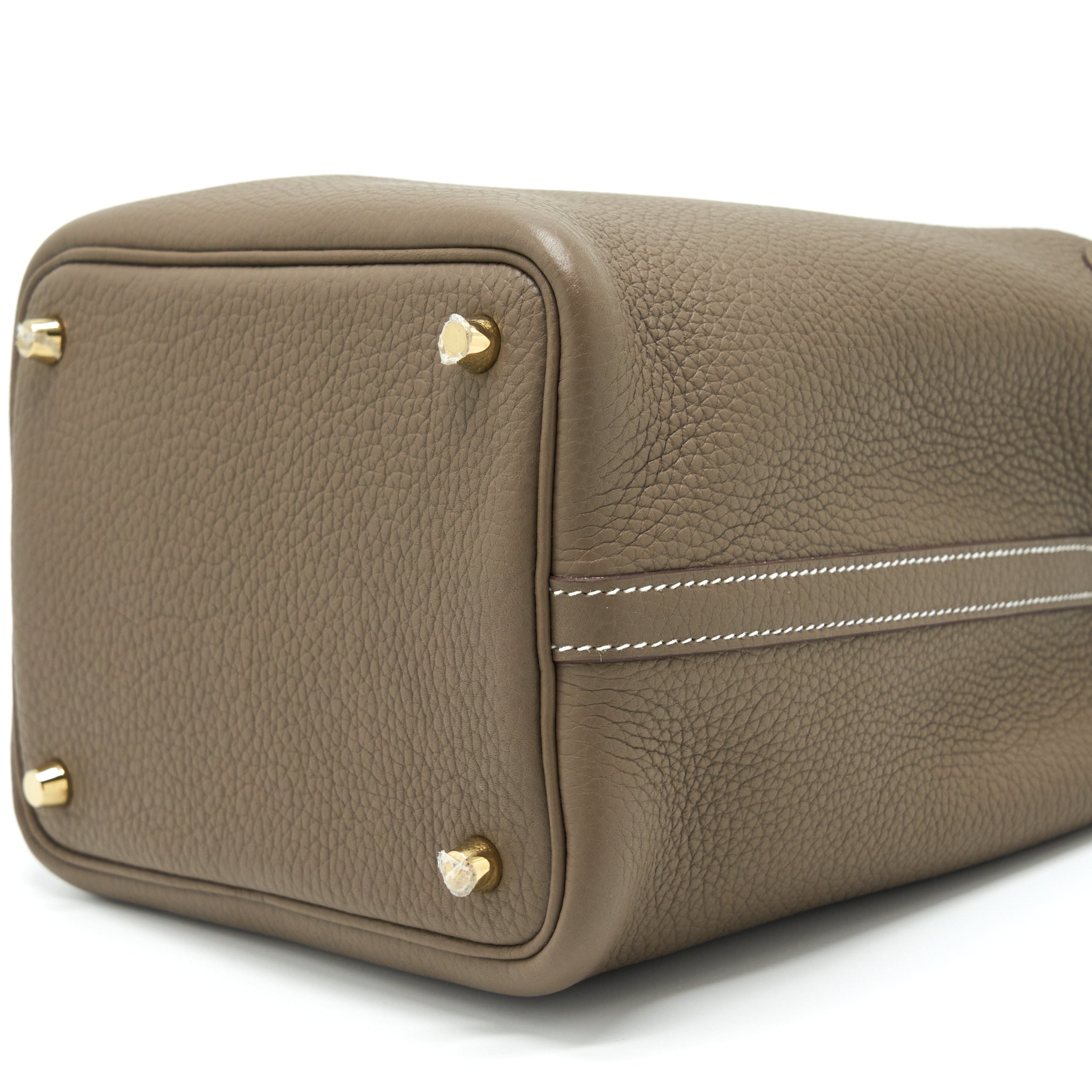 HERMES PICOTIN 18 LOCK BAG CLEMENCE LEATHER ETOUPE WITH GHW