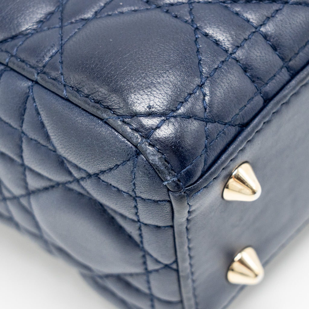 DIOR MY ABC SMALL LADY DIOR LAMBSKIN DARK BLUE LGHW
