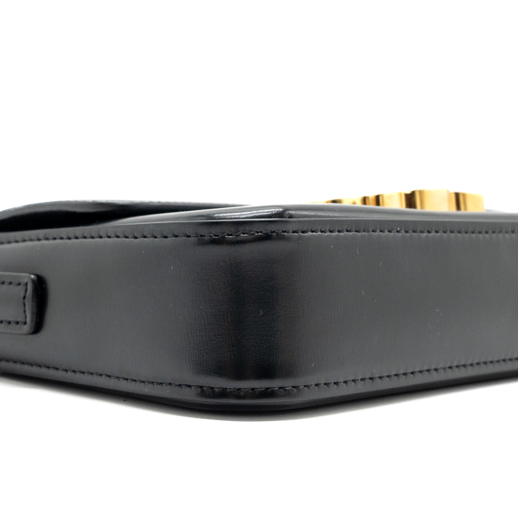 CELINE TRIOMPHE SHOULDER BAG SHINY CALFSKIN BLACK GHW