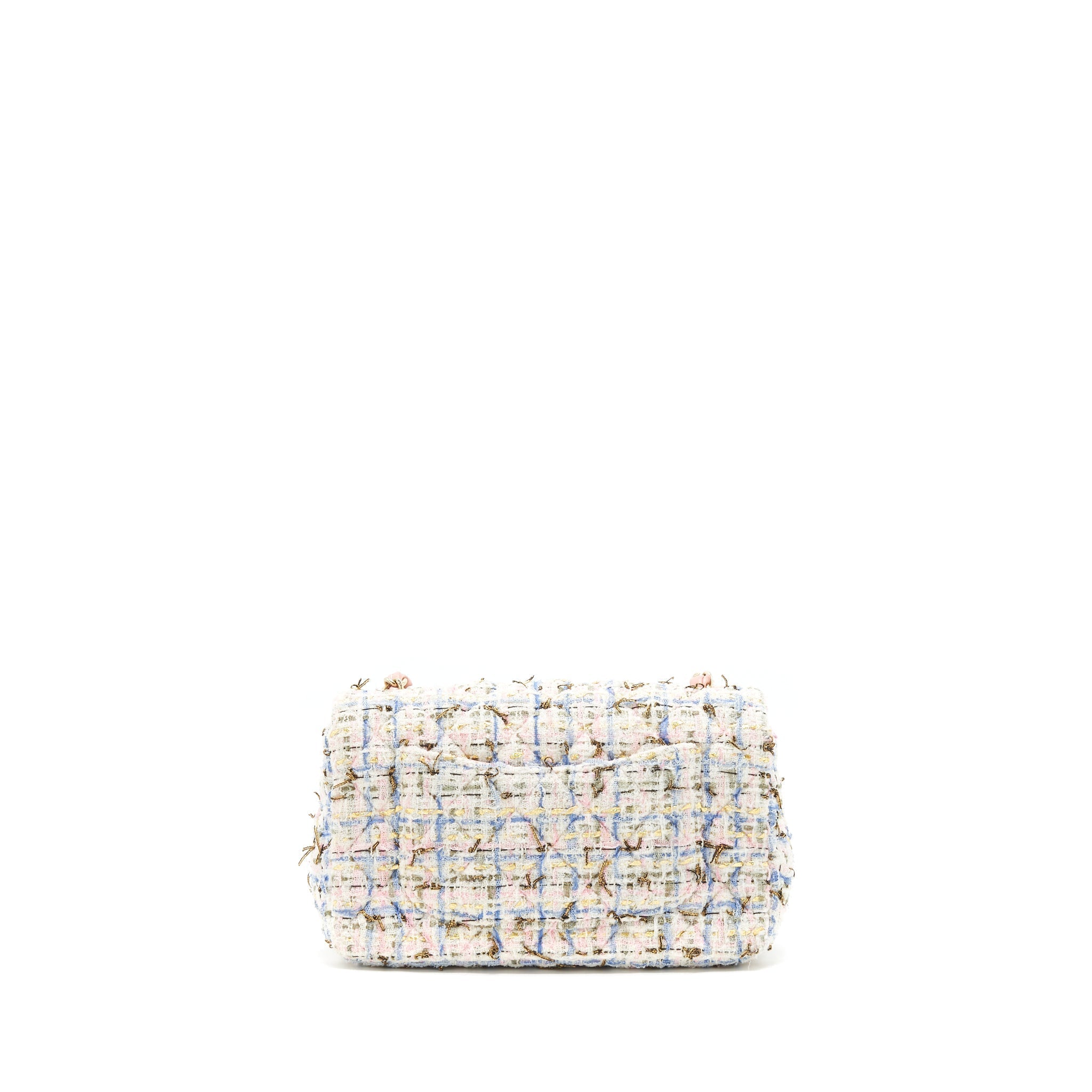 CHANEL RECTANGULAR MINI FLAP BAG TWEED MULTICOLOUR LGHW