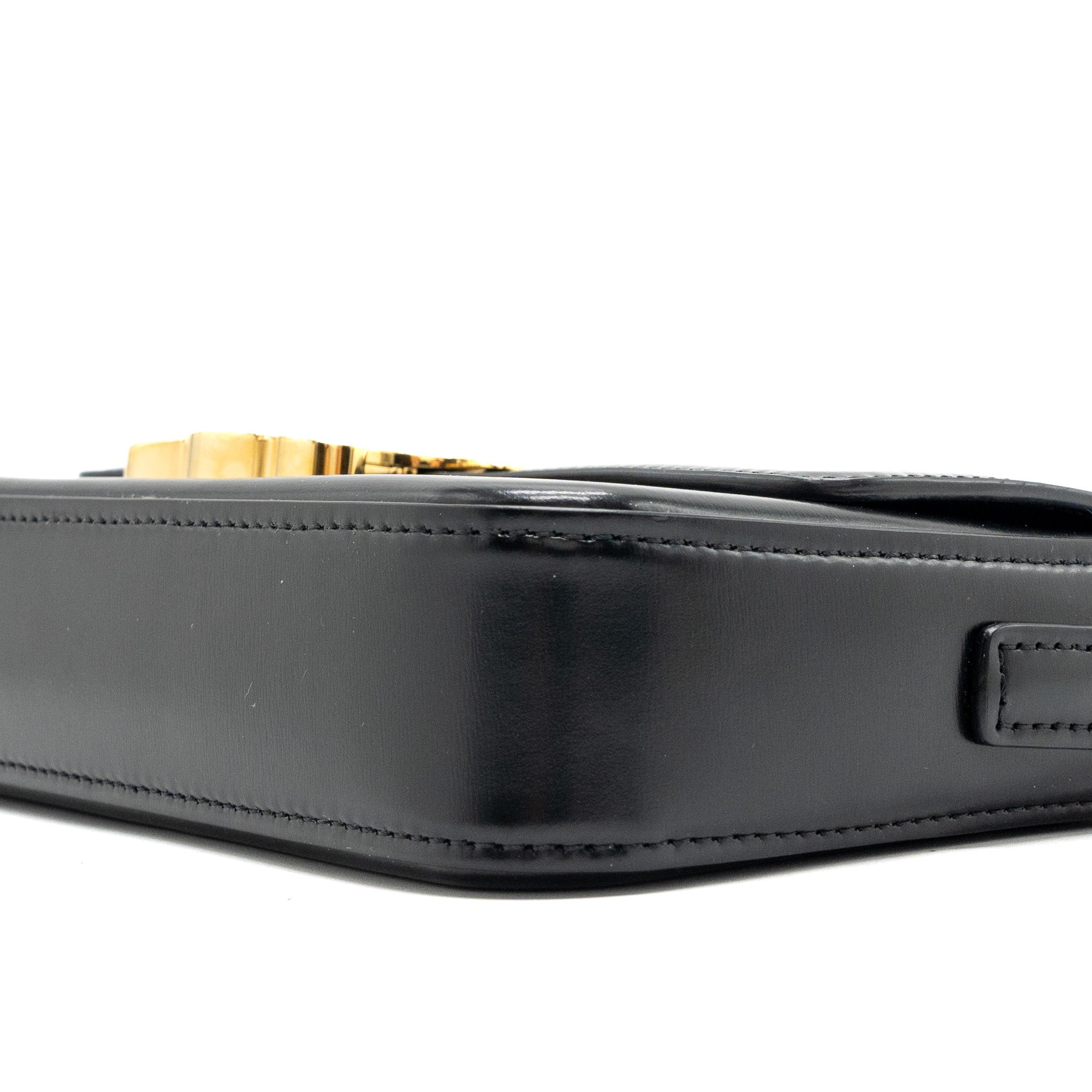 CELINE TRIOMPHE SHOULDER BAG SHINY CALFSKIN BLACK GHW