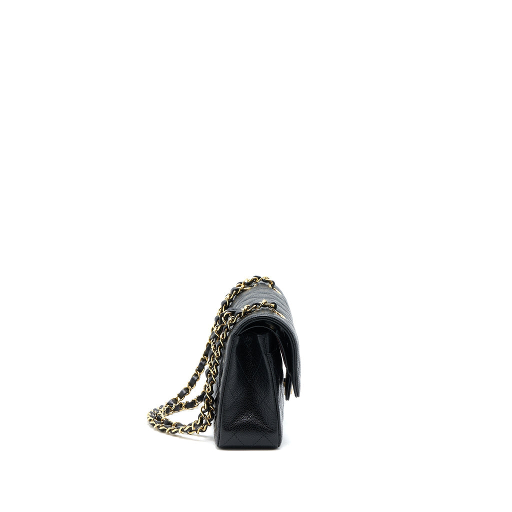 CHANEL SMALL CLASSIC FLAP BAG CAVIAR BLACK GHW (MICROCHIP)