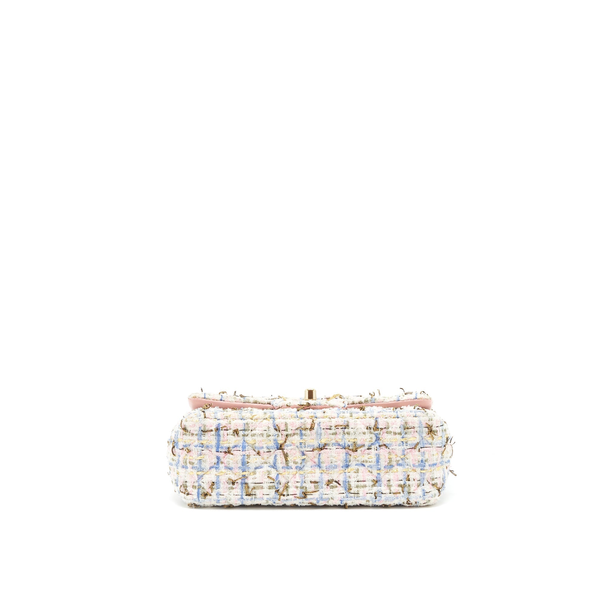 CHANEL RECTANGULAR MINI FLAP BAG TWEED MULTICOLOUR LGHW