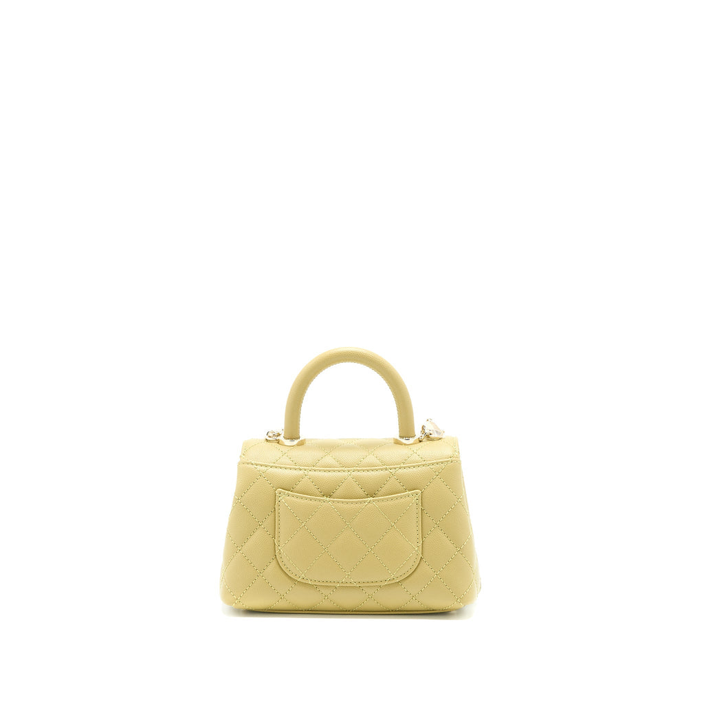 CHANEL EXTRA MINI COCO HANDLE CAVIAR GREEN LGHW (MICROCHIP)