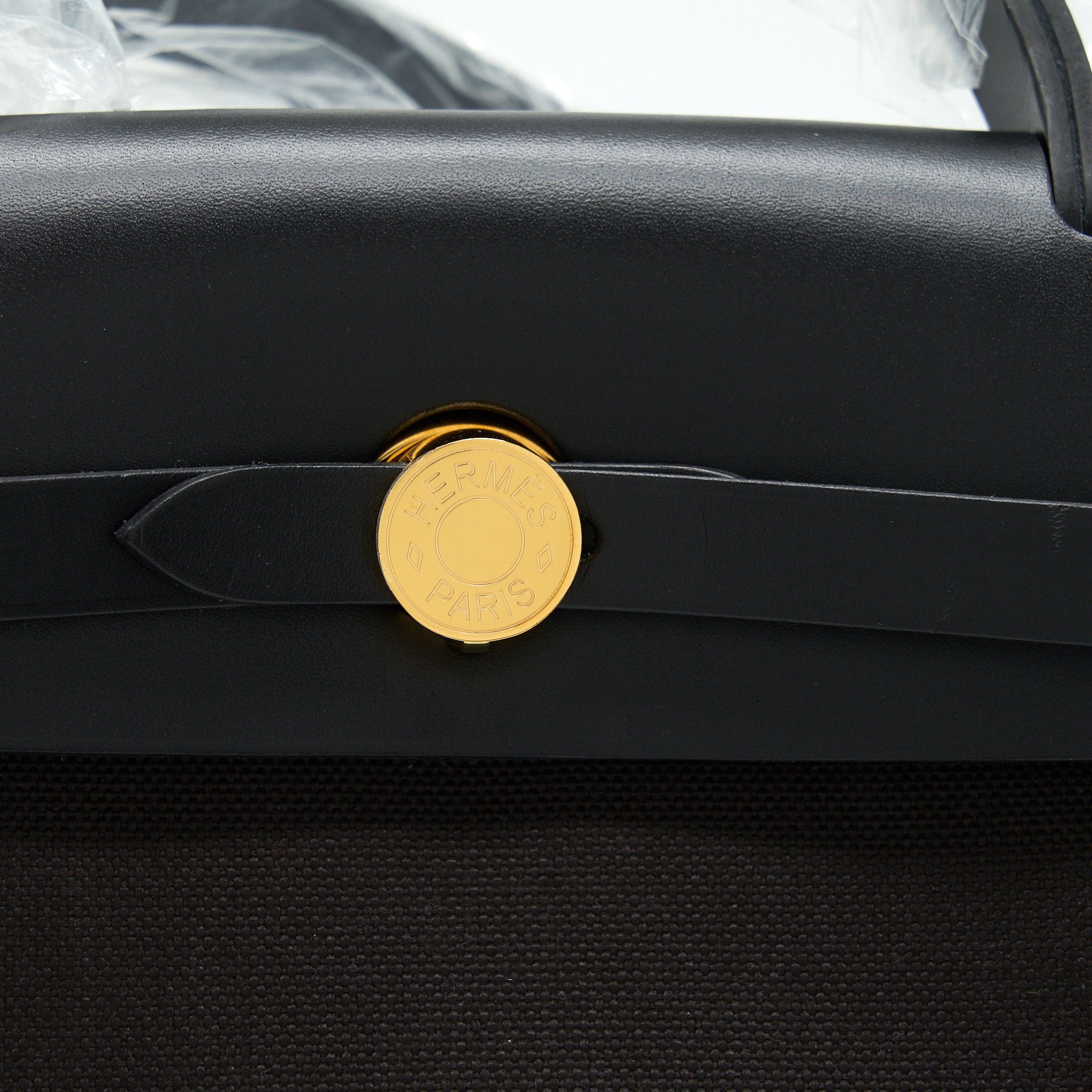 HERMES HERBAG ZIP 31 RETOURNE BAG WITH EBENE/ BLACK COLOR GHW