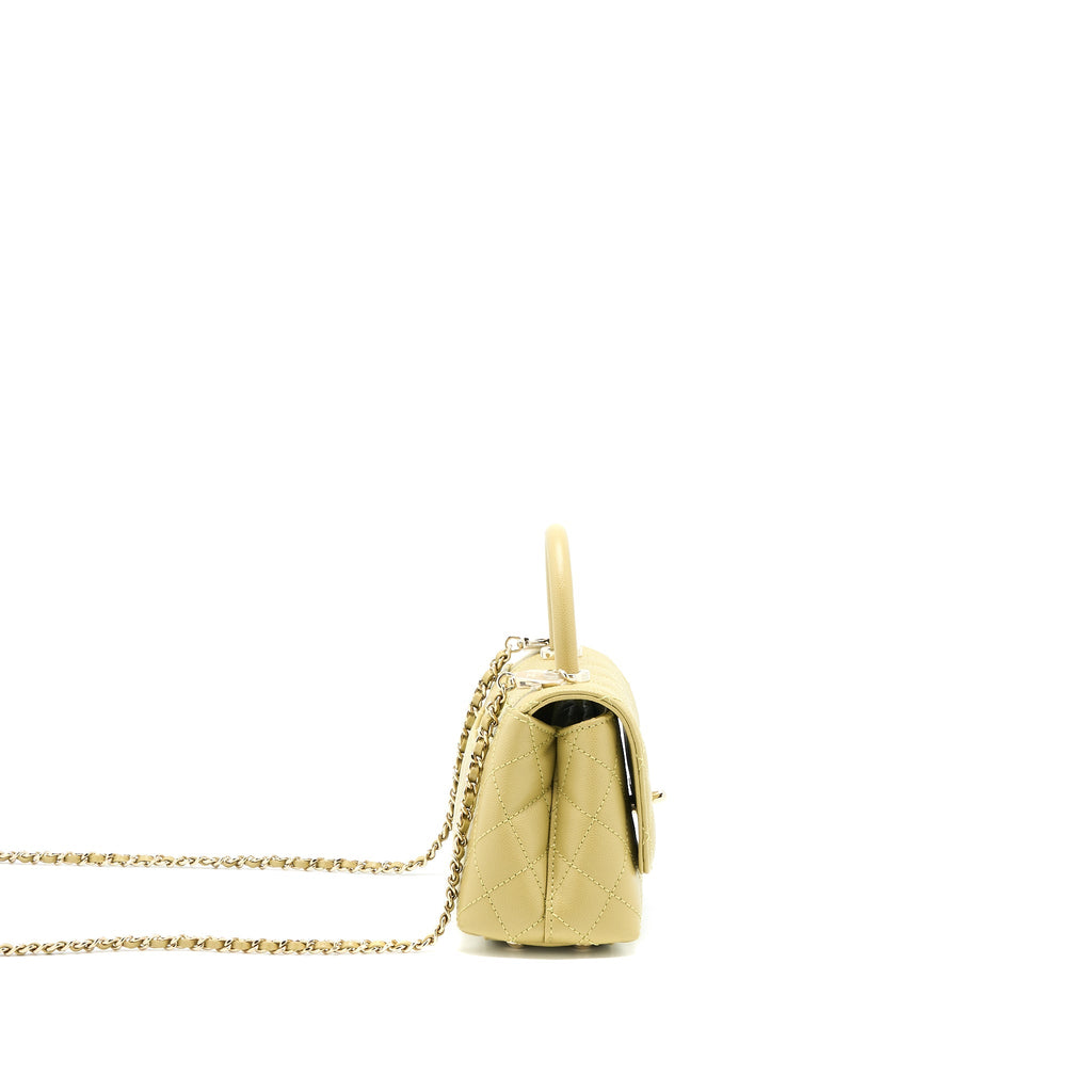 CHANEL EXTRA MINI COCO HANDLE CAVIAR GREEN LGHW (MICROCHIP)