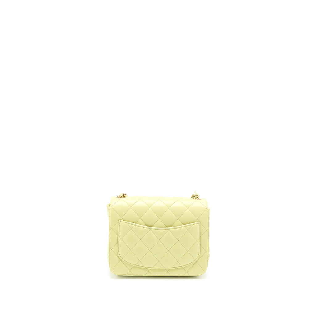 CHANEL 23C MINI SQUARE FLAP BAG LAMBSKIN LIGHT GREEN LGHW (MICROCHIP)
