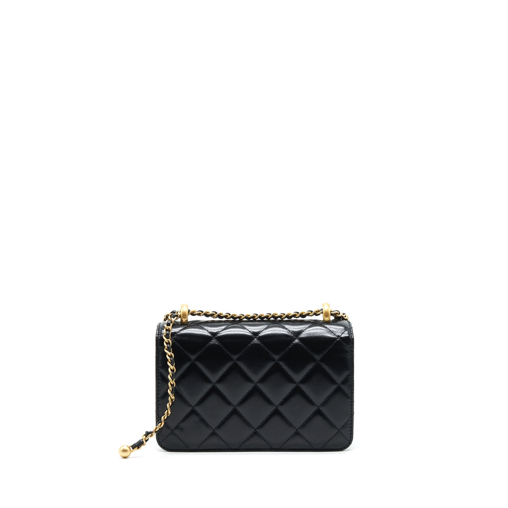 CHANEL 21A GOLD CRUSH FLAP BAG CALFSKIN BLACK GHW